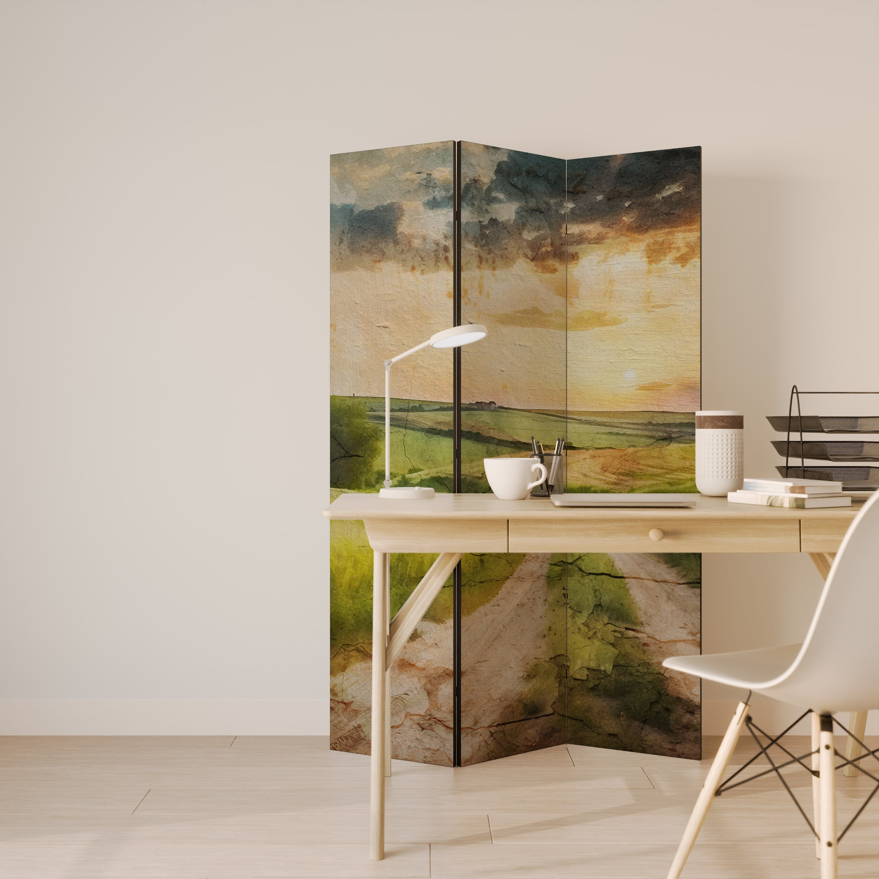 SUNSET PATH Dekorativer 3-teiliger Raumteiler