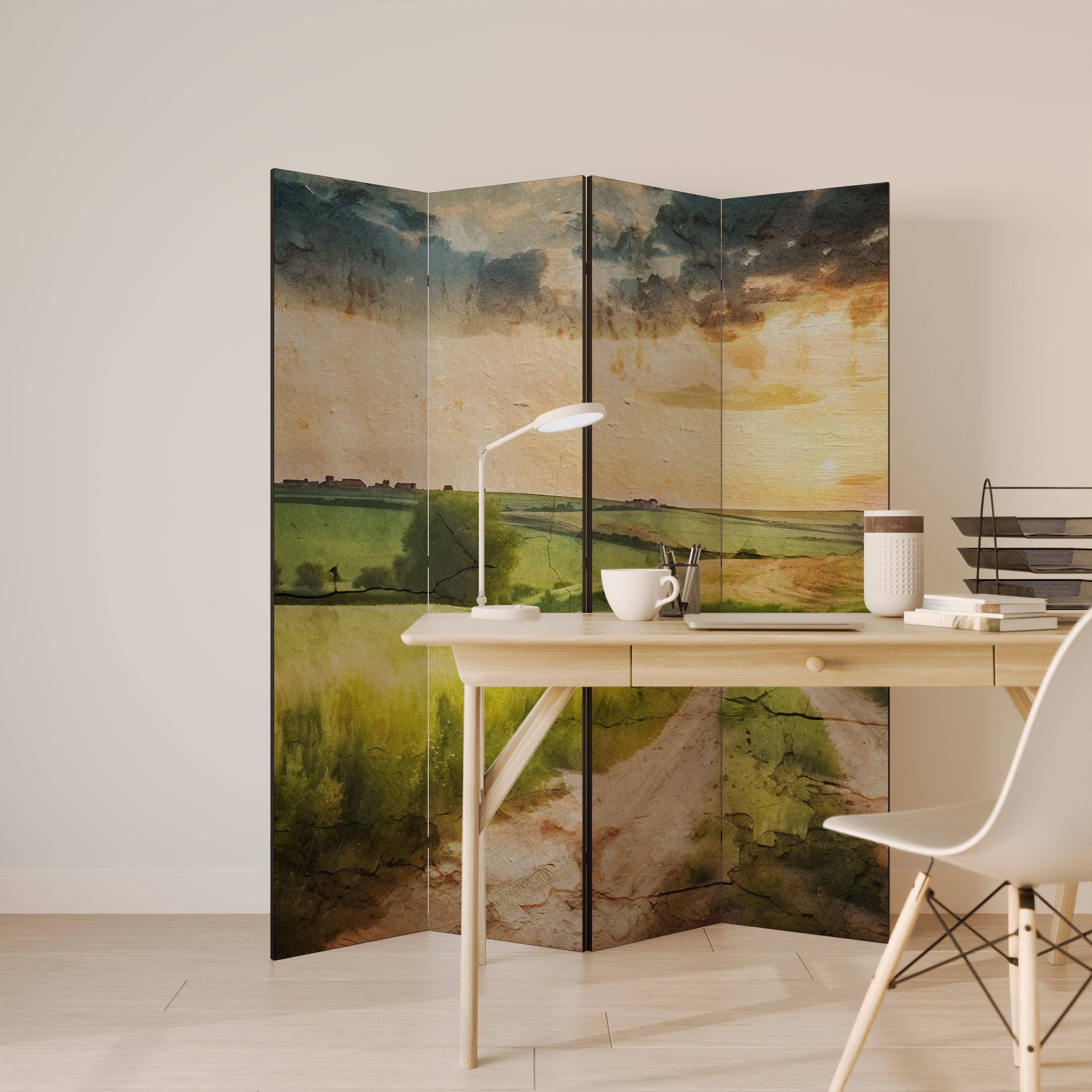 SUNSET PATH Dekorativer 4-teiliger Raumteiler