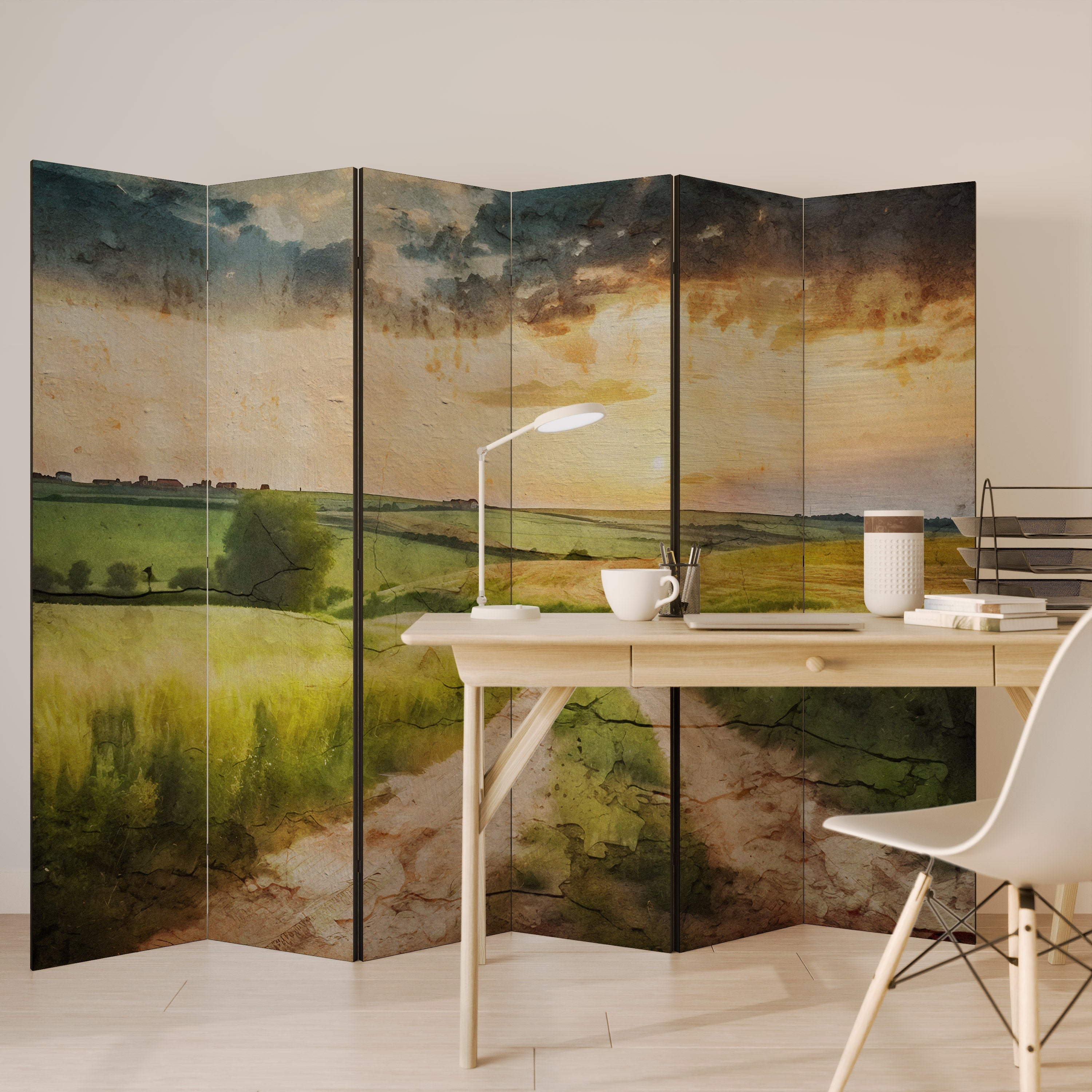 SUNSET PATH Decorative 6-Panel Room Divider