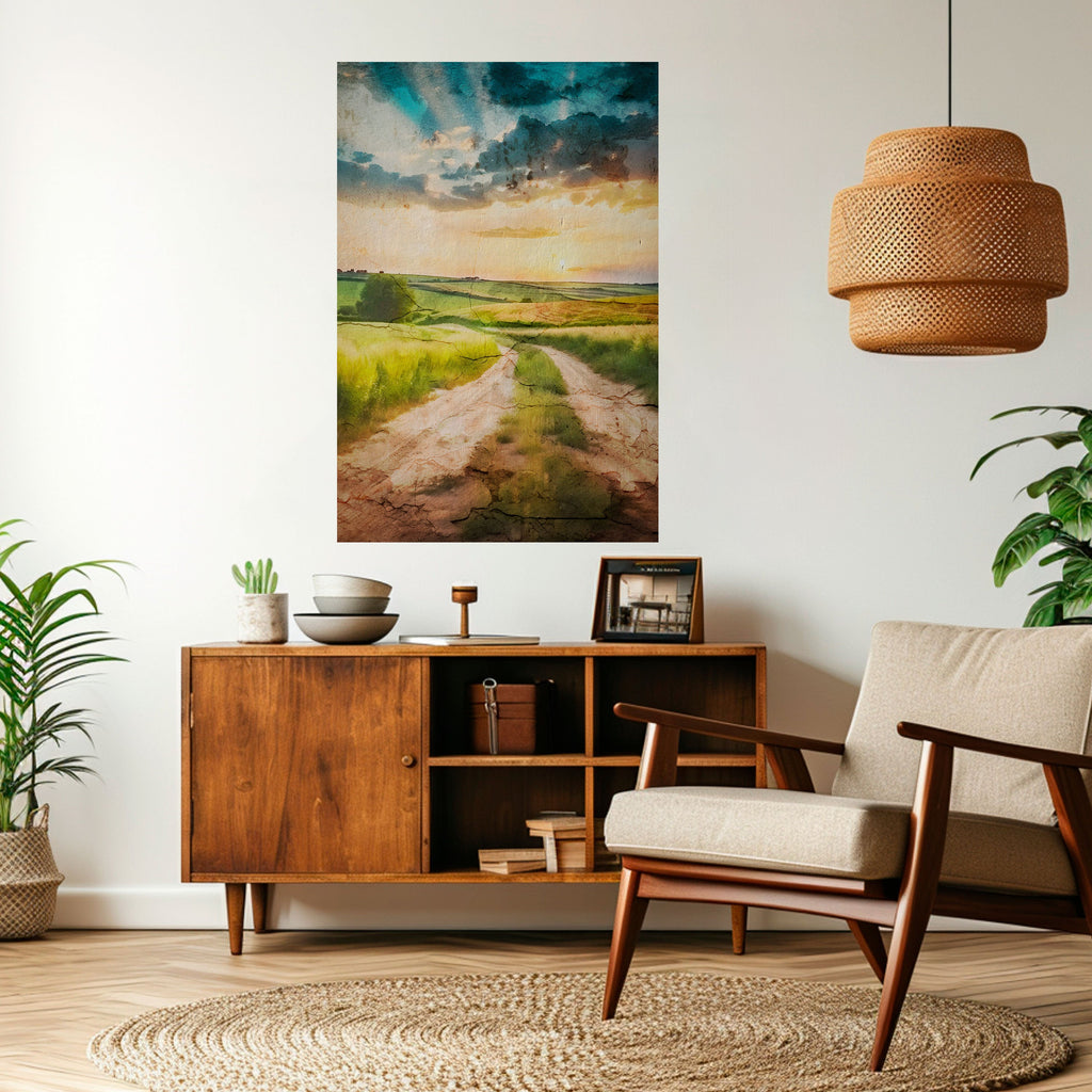 SUNSET PATH Vertikales Poster zum Abziehen und Aufkleben