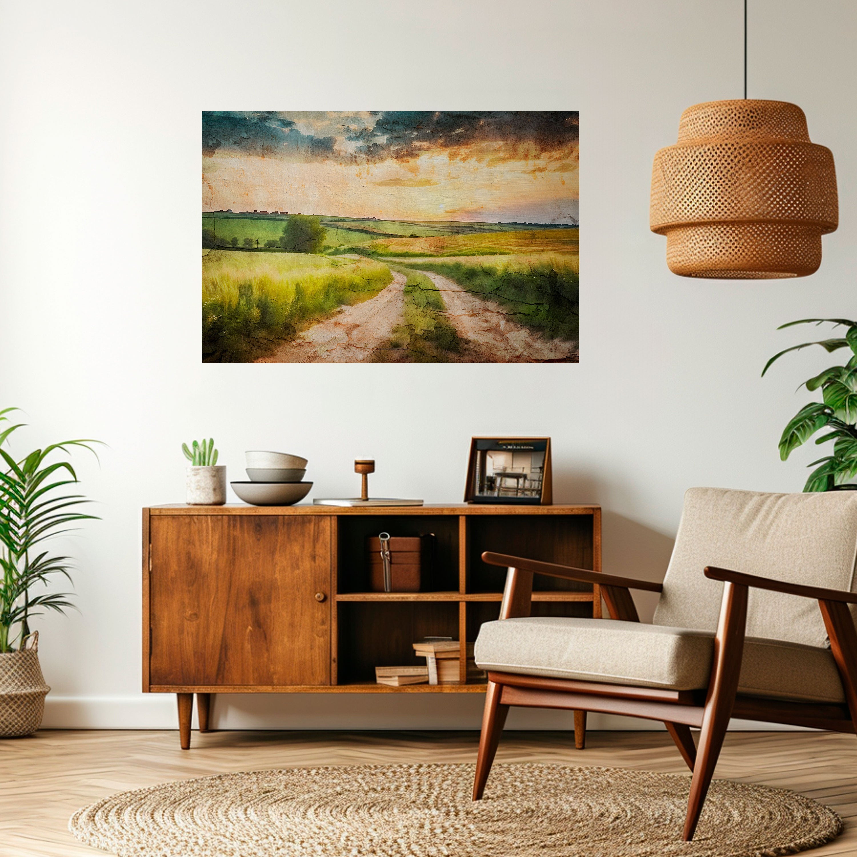 SUNSET PATH Selbstklebendes Horizontal-Poster