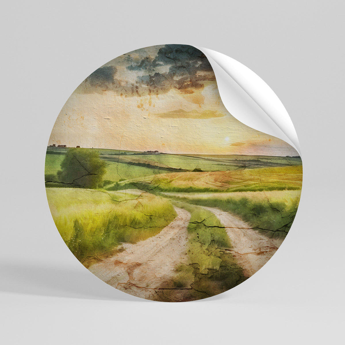 SUNSET PATH Runder Wandsticker zum Abziehen und Aufkleben