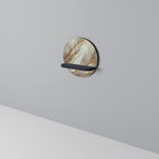 SOFT PLUMAGE Round Art Shelf In Black Finish