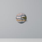 FOGGY HORIZON Rundes Kunstregal in Eiche-Optik