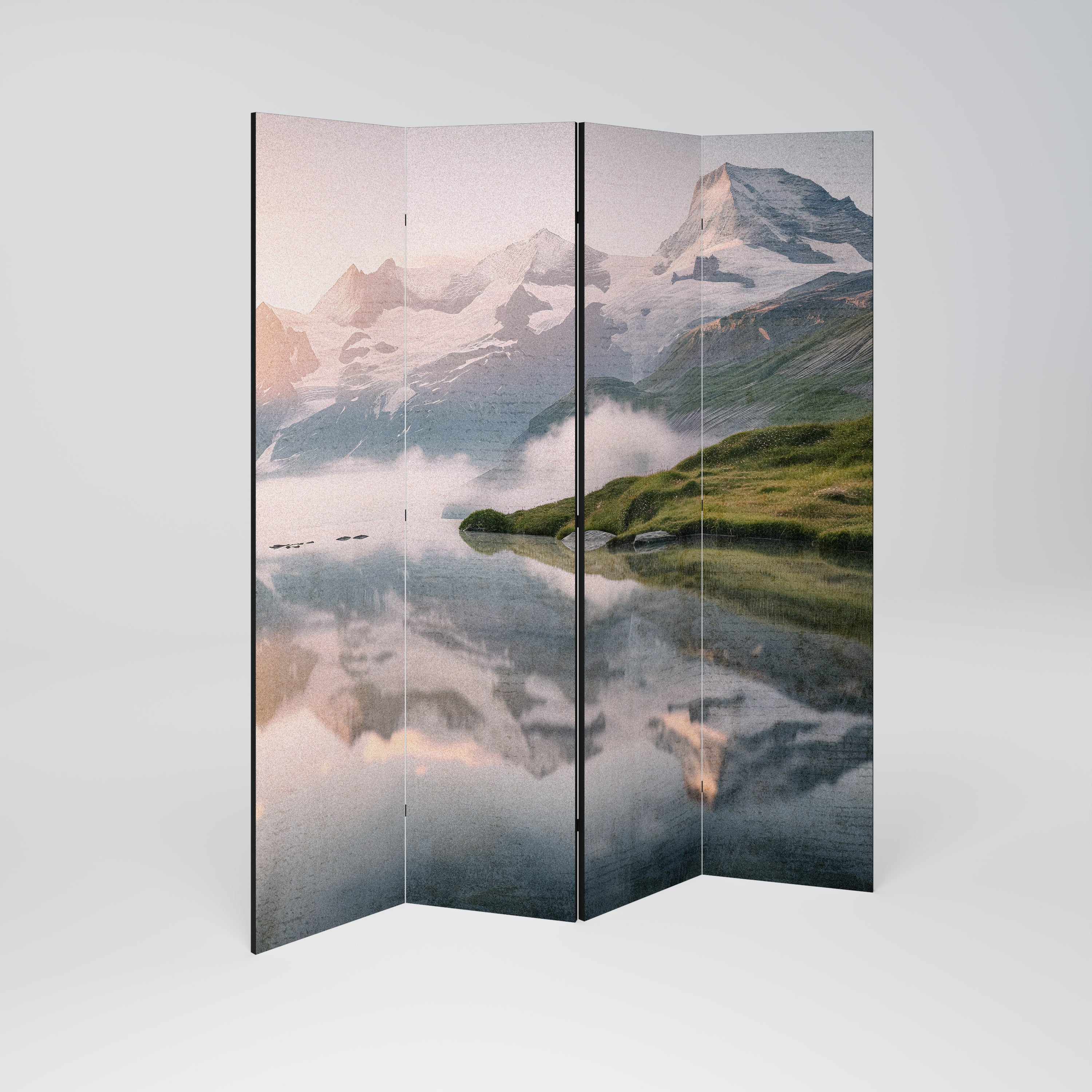 FOGGY HORIZON Dekorativer 4-teiliger Raumteiler