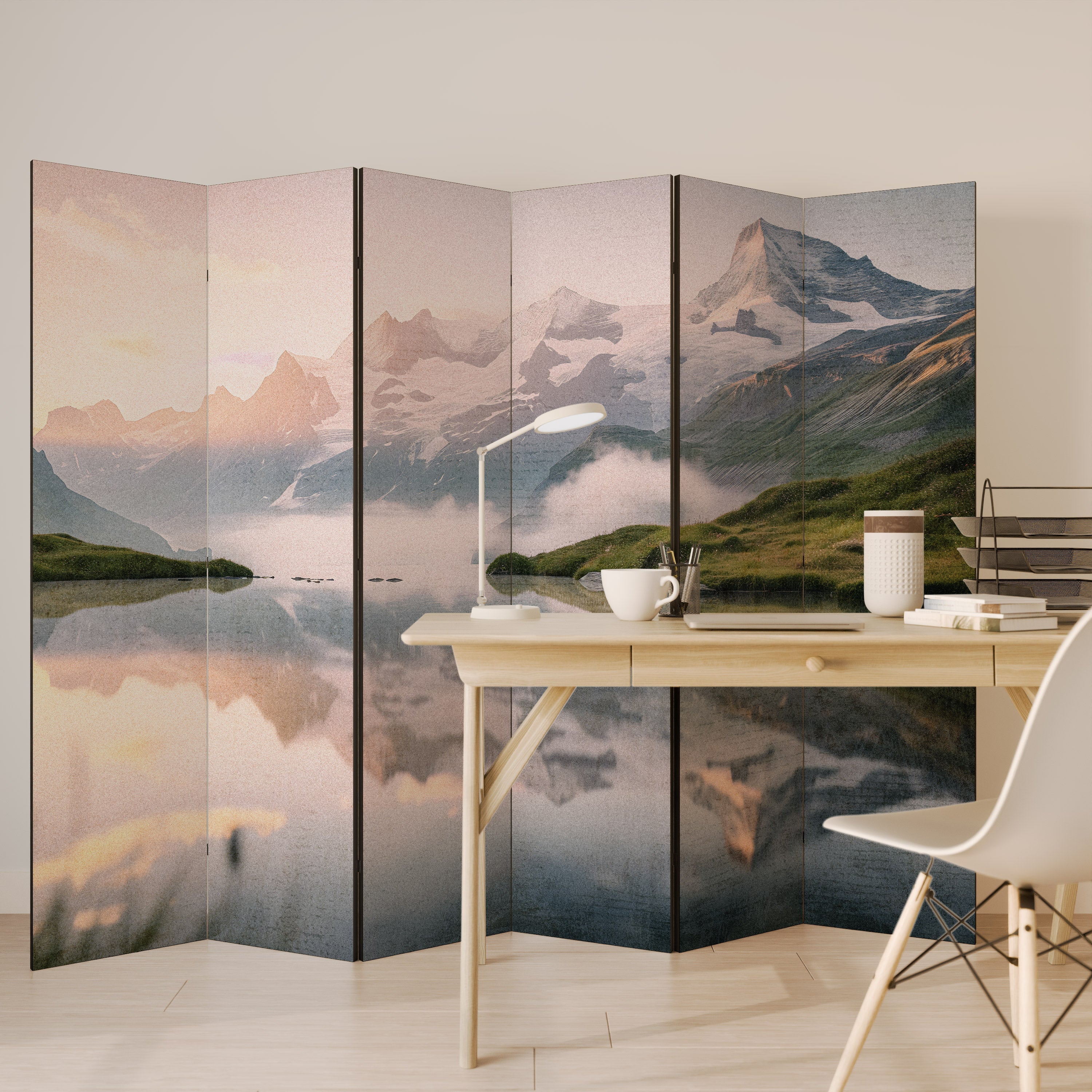 FOGGY HORIZON Decorative 6-Panel Room Divider