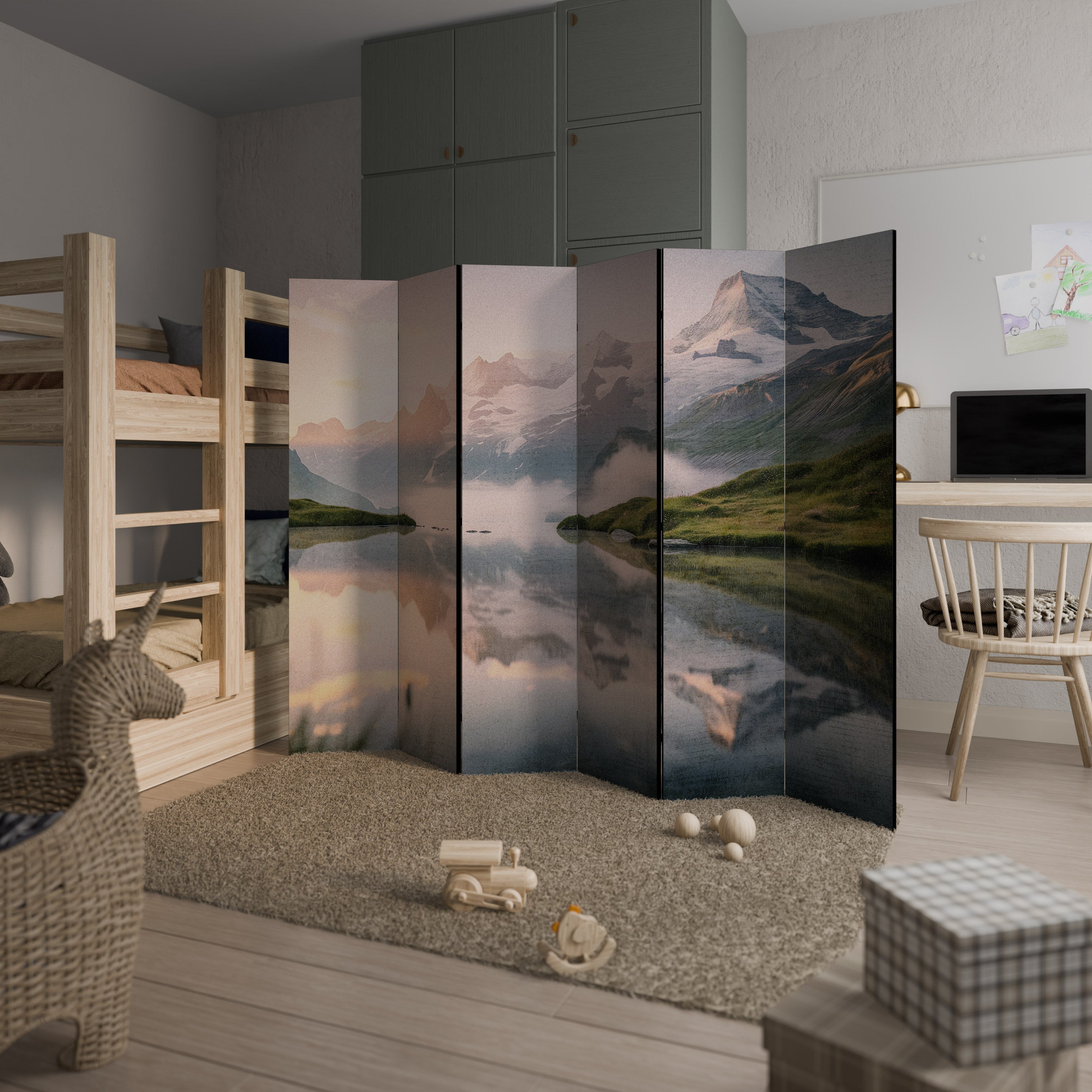 FOGGY HORIZON Decorative 6-Panel Room Divider