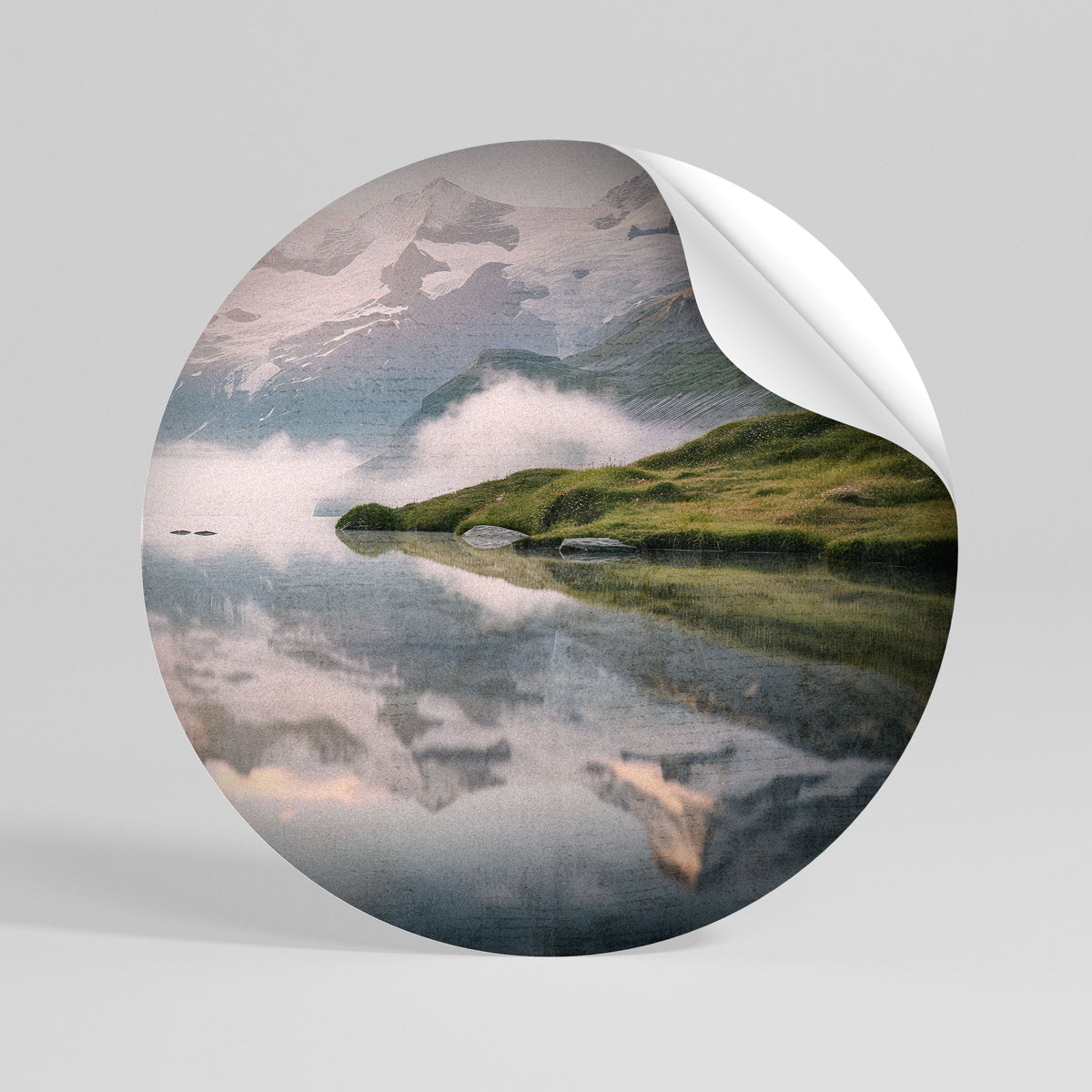 FOGGY HORIZON Runder Wandsticker zum Abziehen und Aufkleben