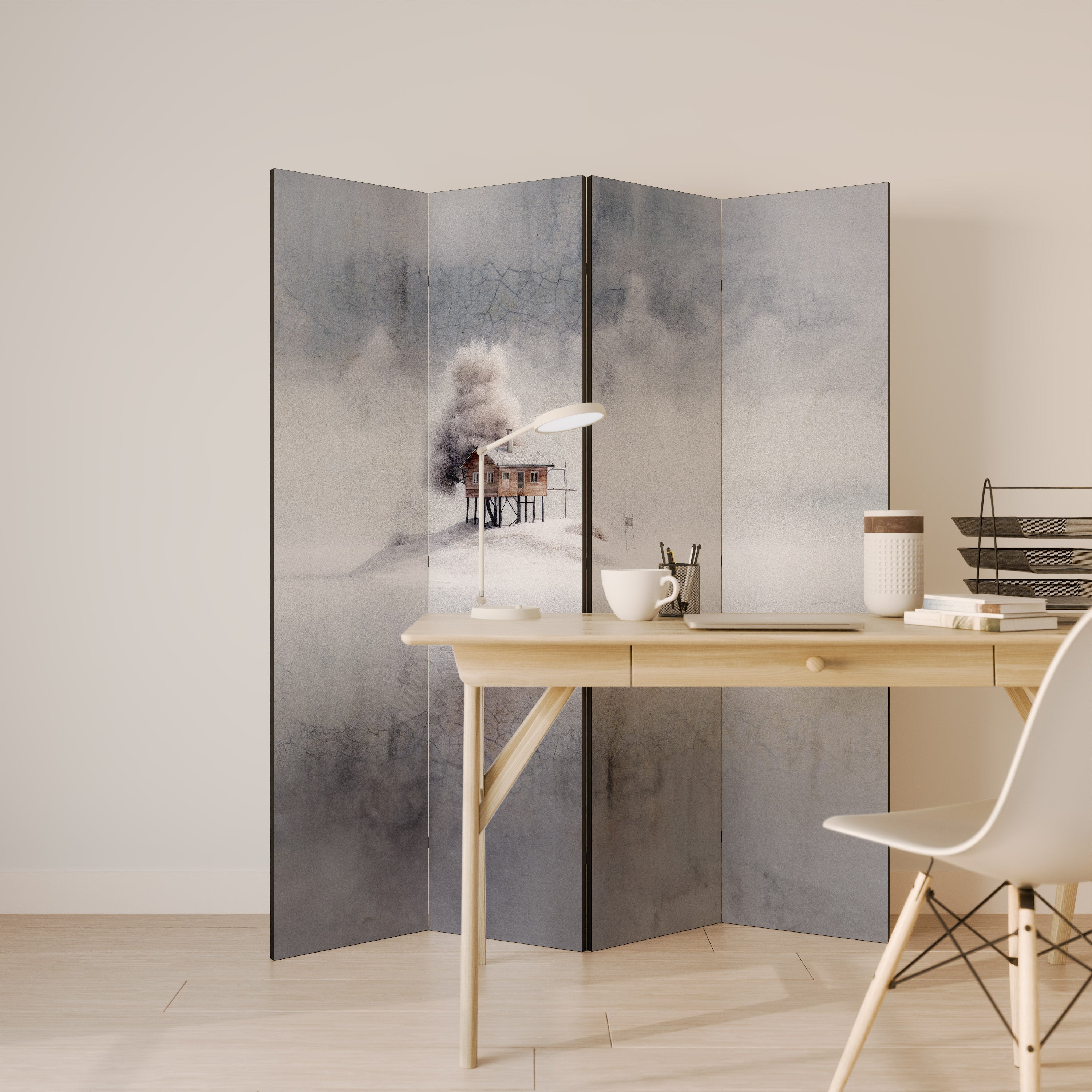 SILENT CABIN Dekorativer 4-teiliger Raumteiler