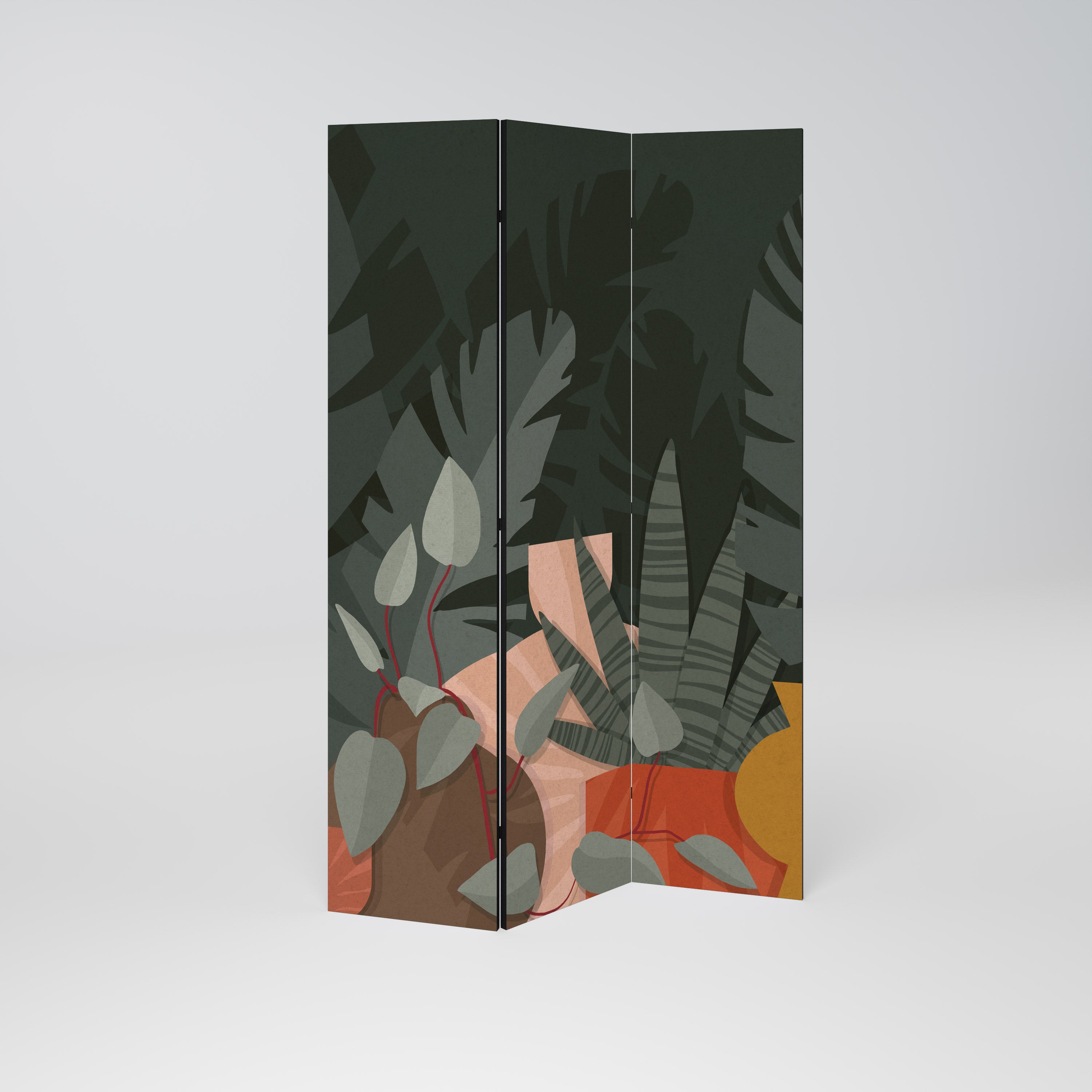 TROPICAL COMPOSITION Dekorativer 3-teiliger Raumteiler