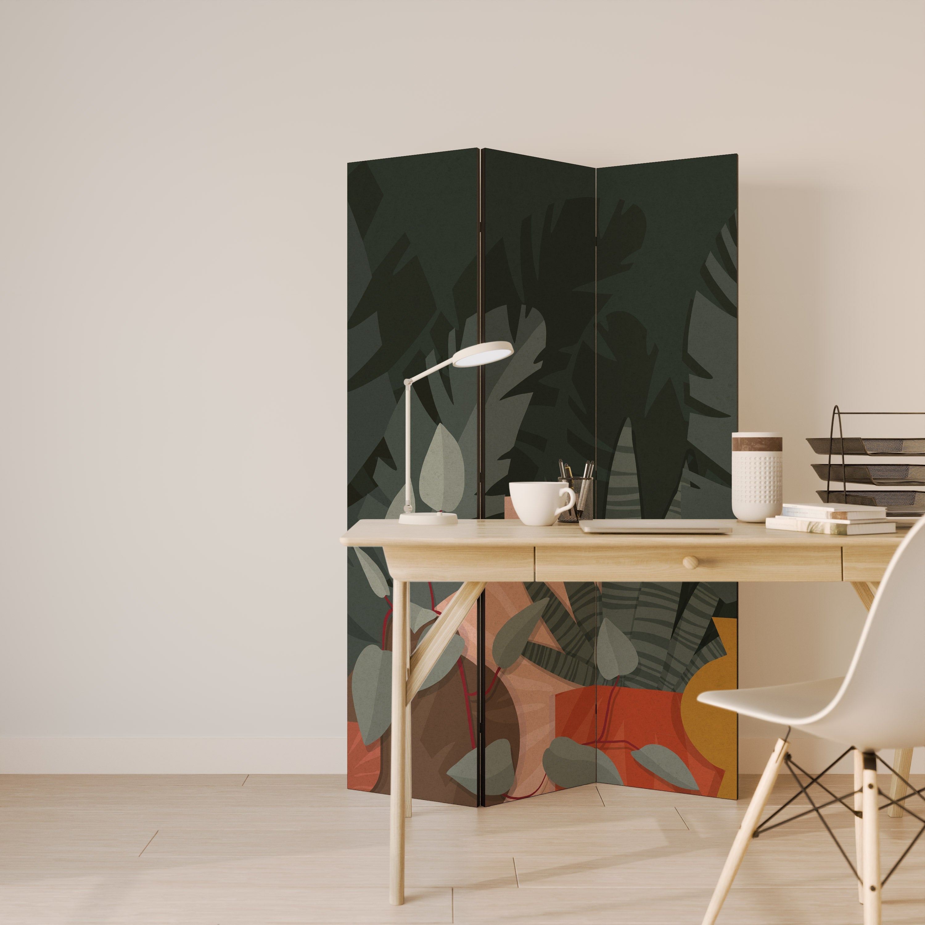 TROPICAL COMPOSITION Dekorativer 3-teiliger Raumteiler