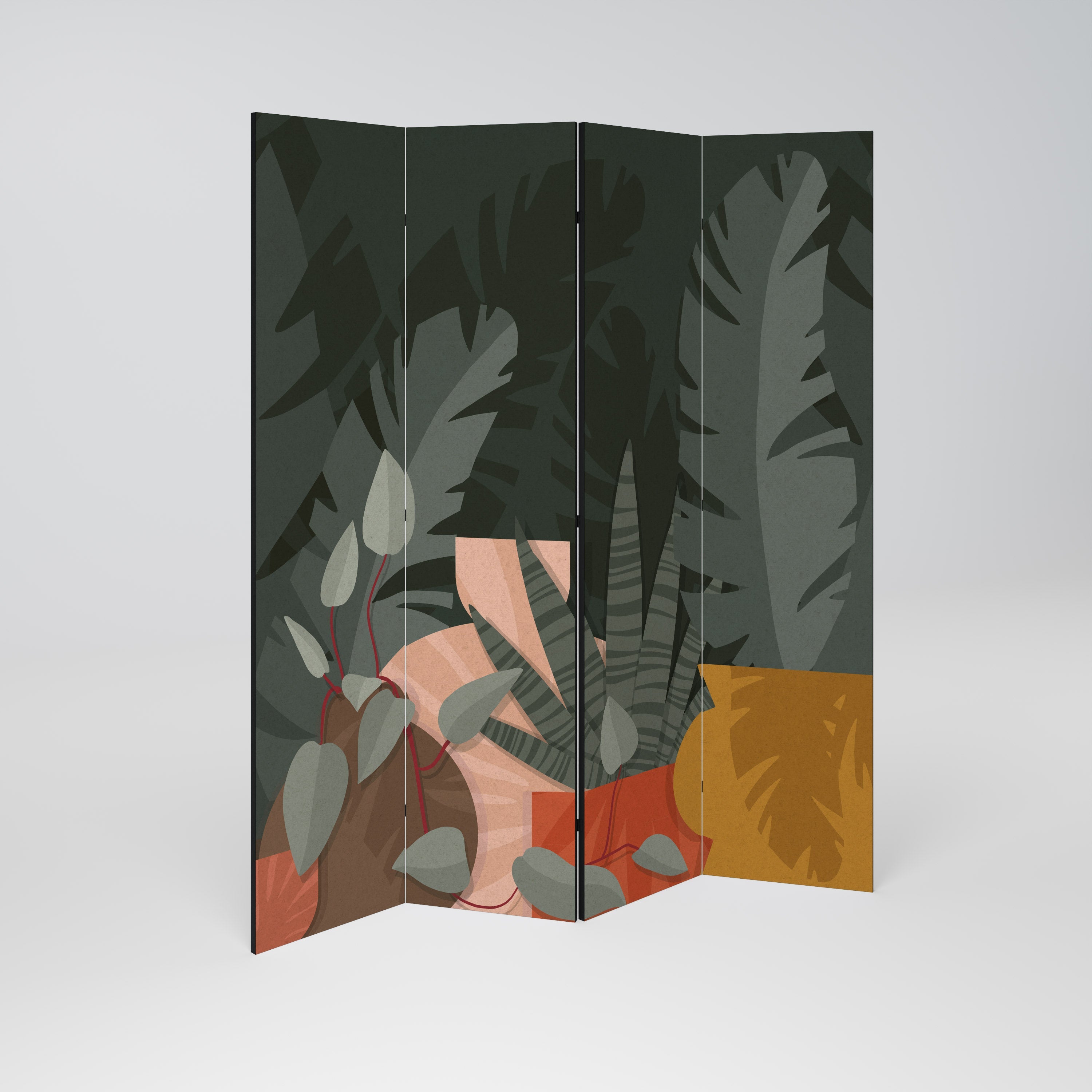 TROPICAL COMPOSITION Dekorativer 4-teiliger Raumteiler
