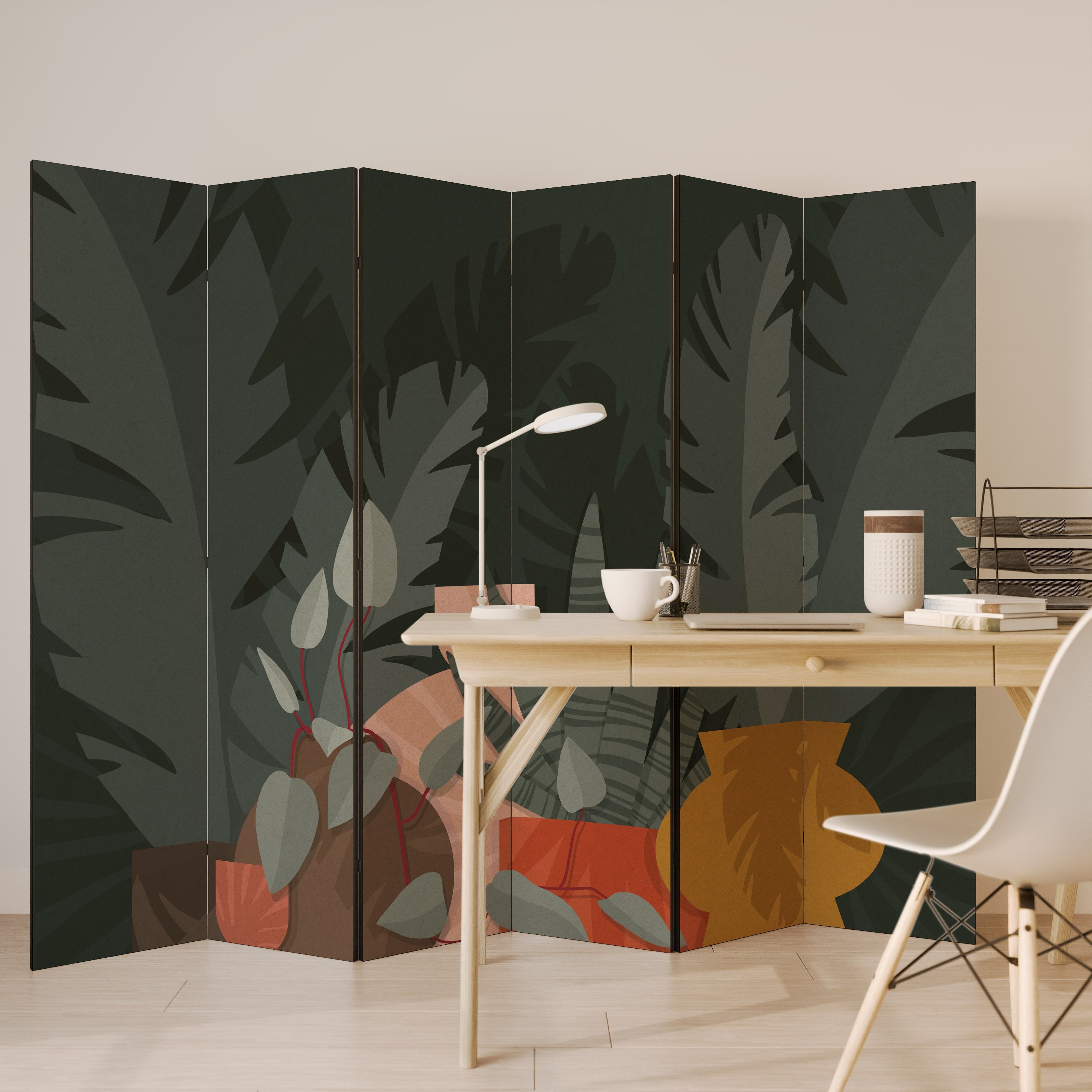 TROPICAL COMPOSITION Decorative 6-Panel Room Divider