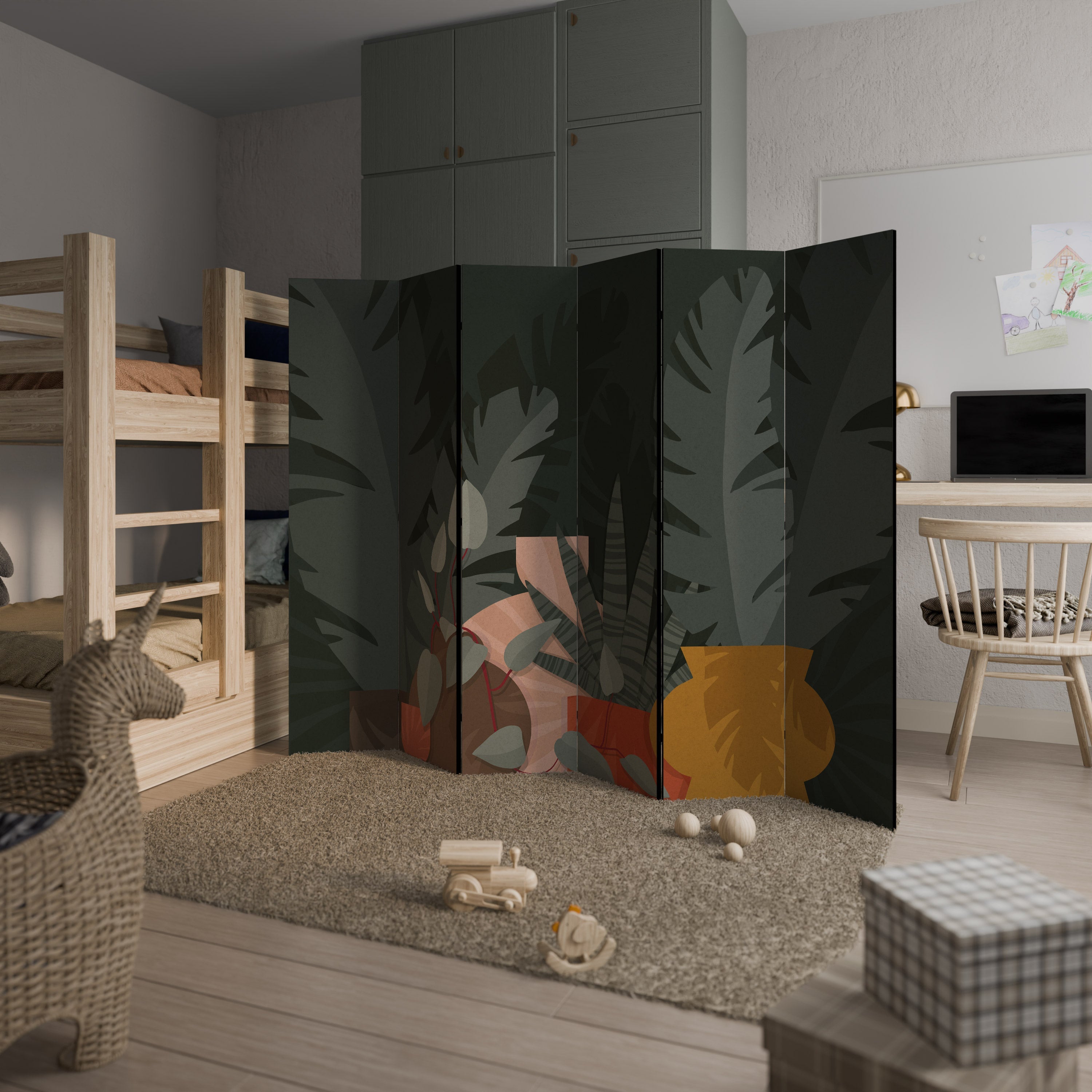 TROPICAL COMPOSITION Decorative 6-Panel Room Divider