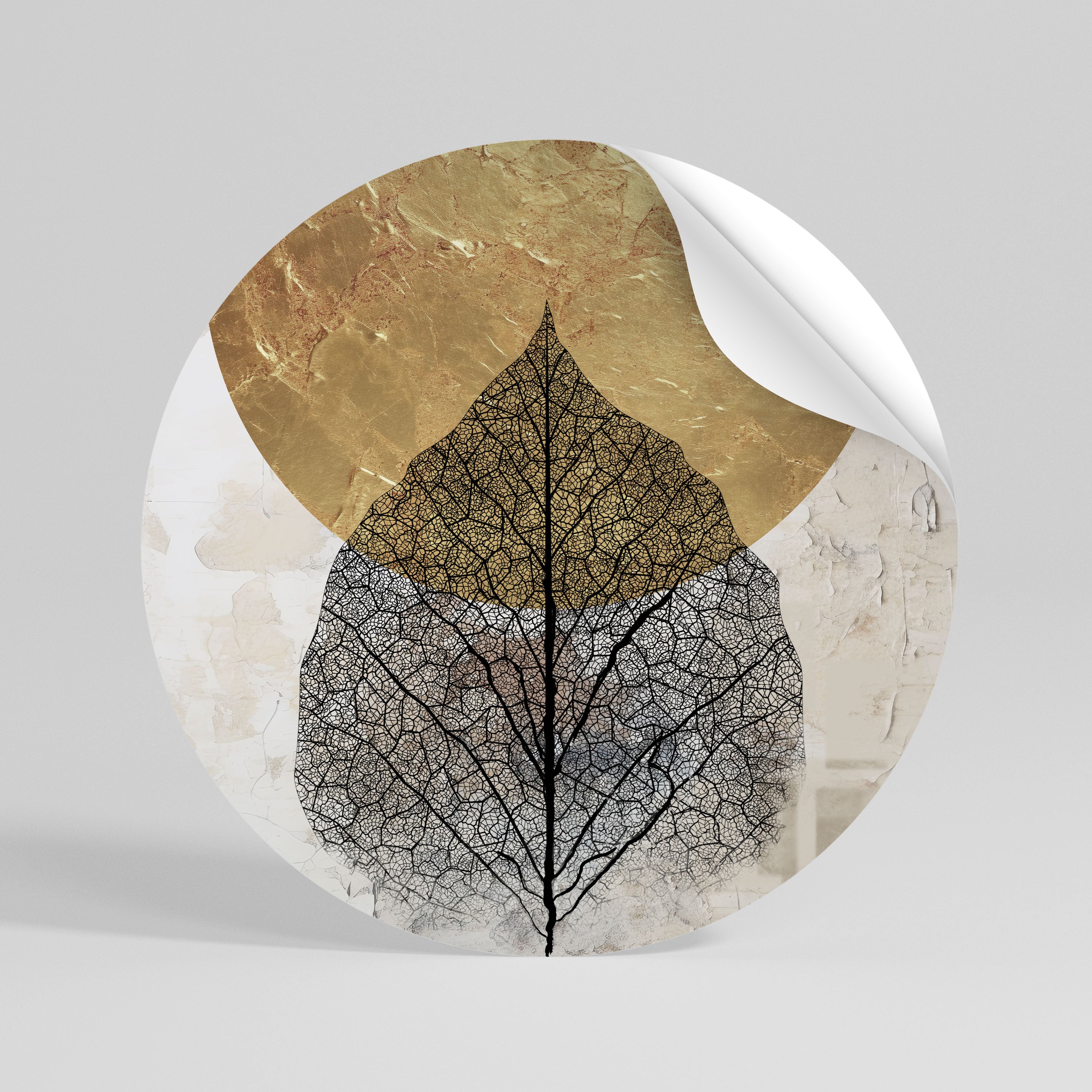 GOLD NERVATIO Peel and Stick Round Sticker