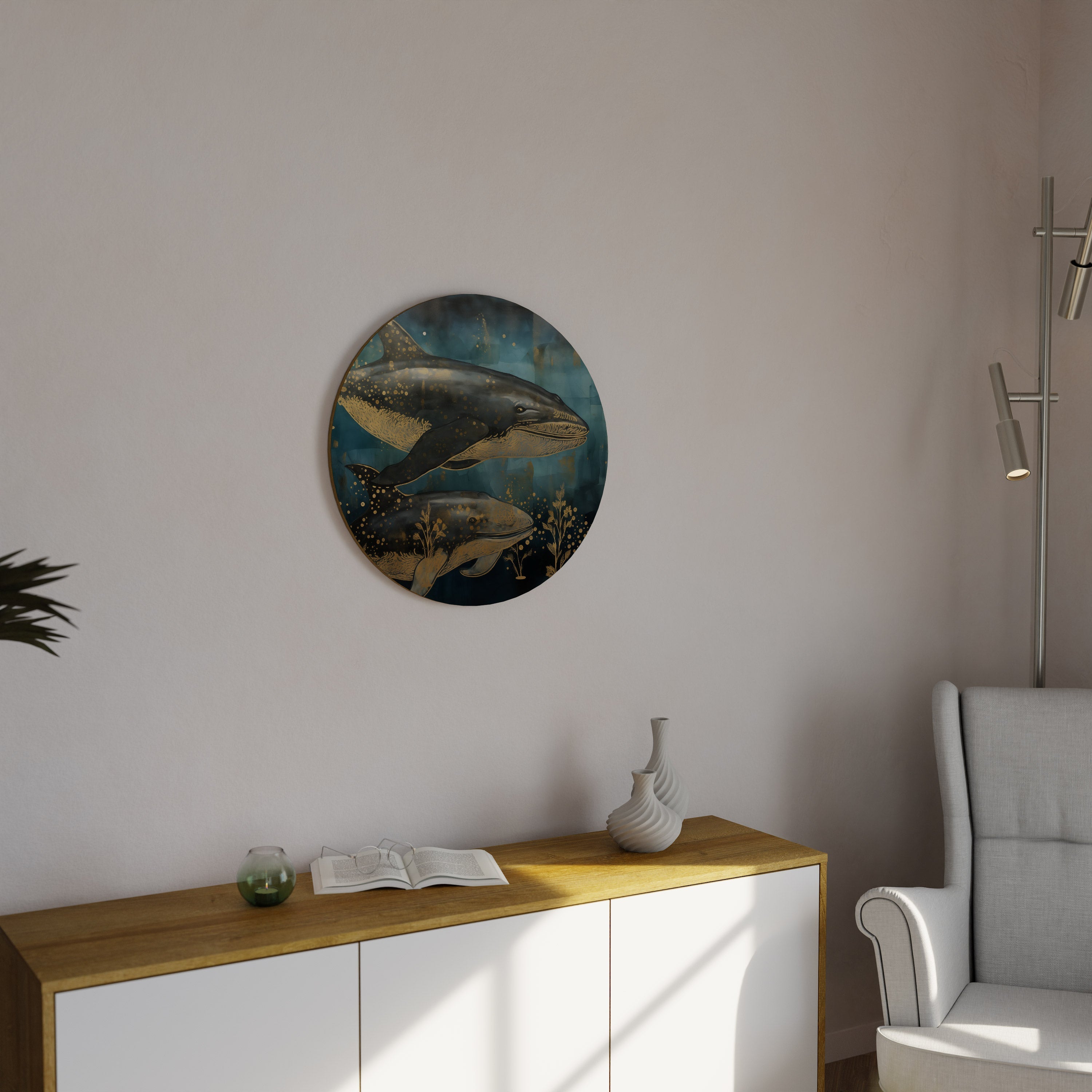AQUATIC ELEGANCE Round Wall Art