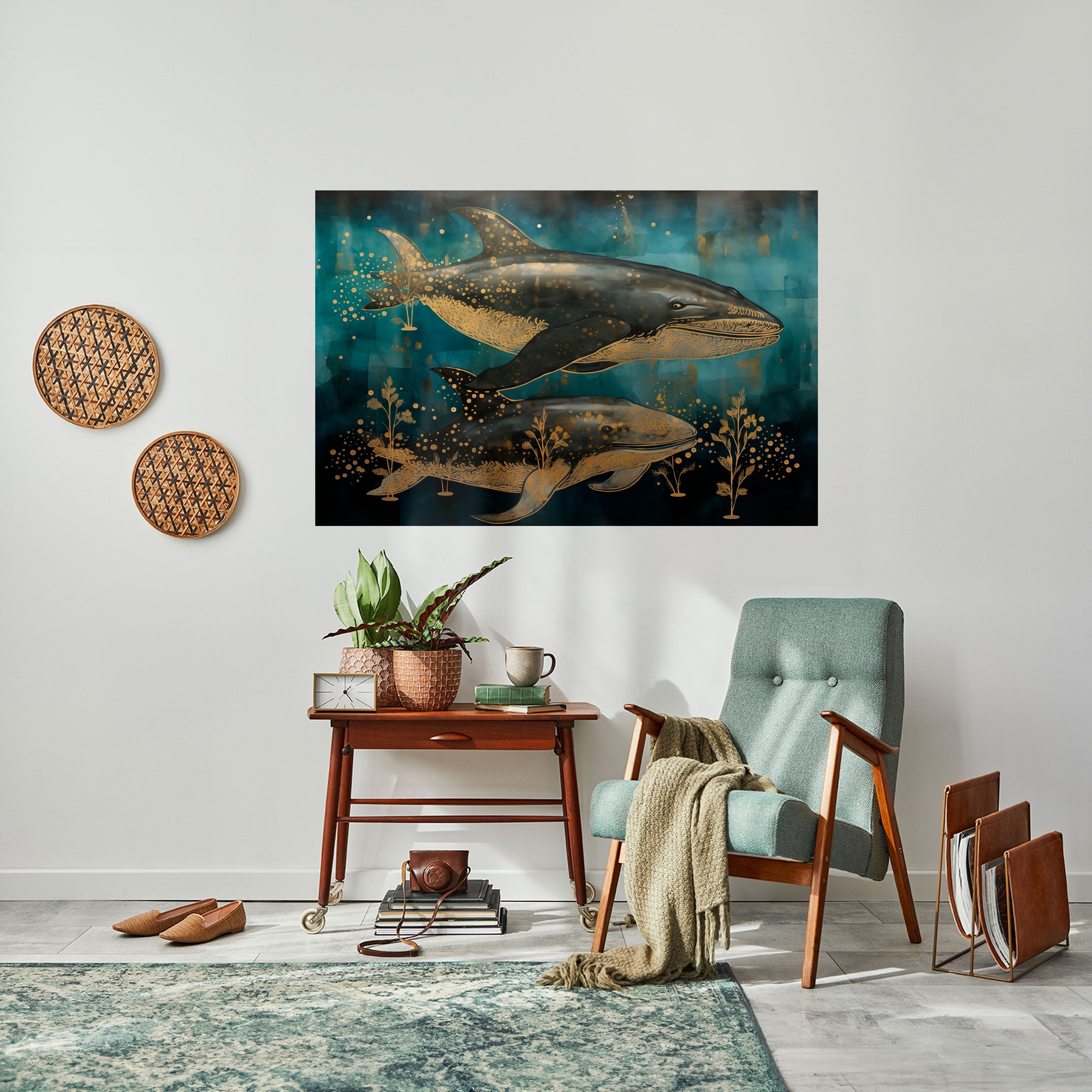 AQUATIC ELEGANCE Peel and Stick Horizontal Poster