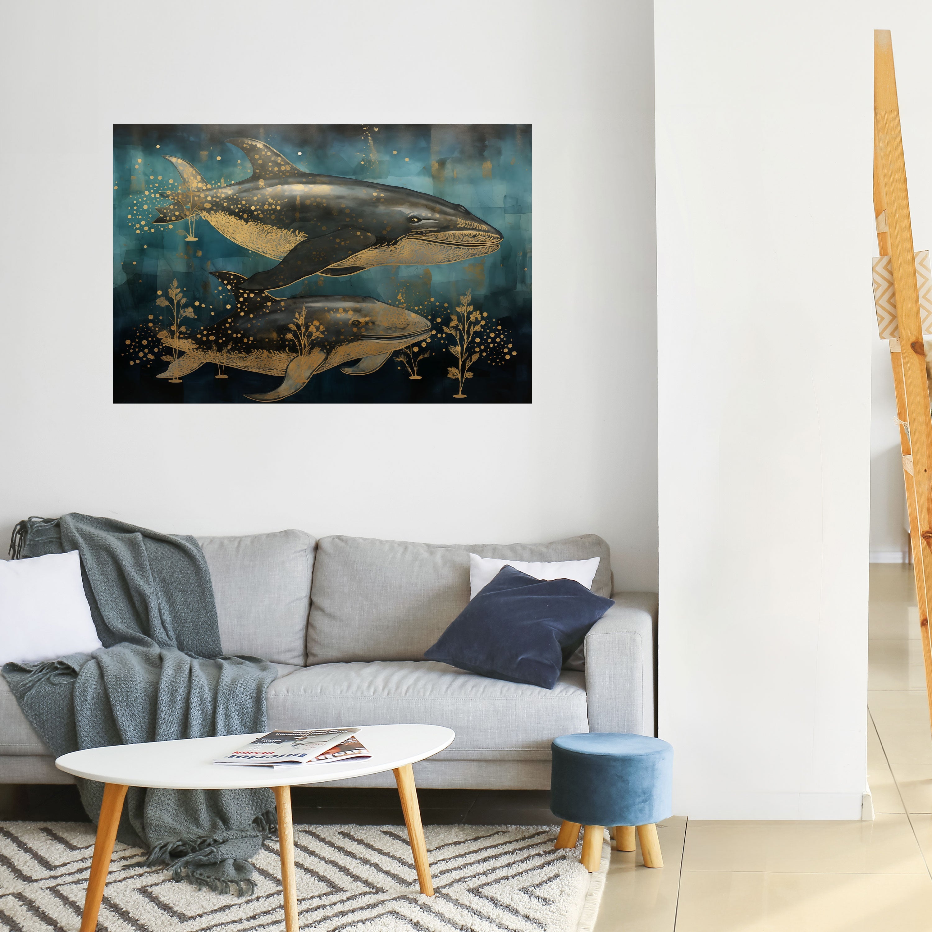 AQUATIC ELEGANCE Peel and Stick Horizontal Poster