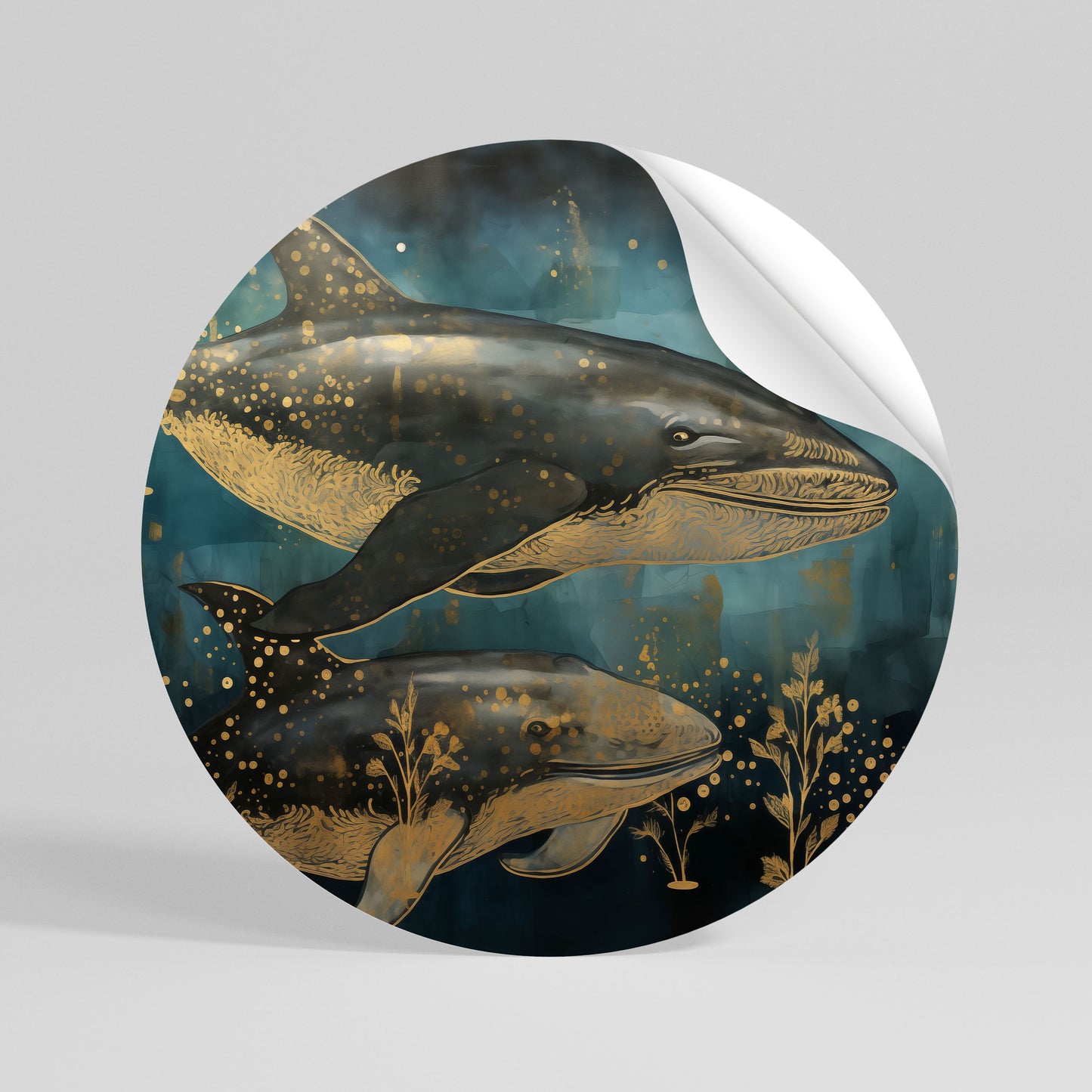 AQUATIC ELEGANCE Runder Wandsticker zum Abziehen und Aufkleben