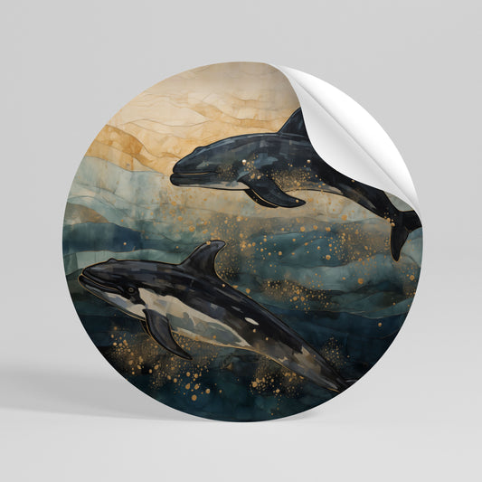 GOLDEN WAVES Runder Wandsticker zum Abziehen und Aufkleben