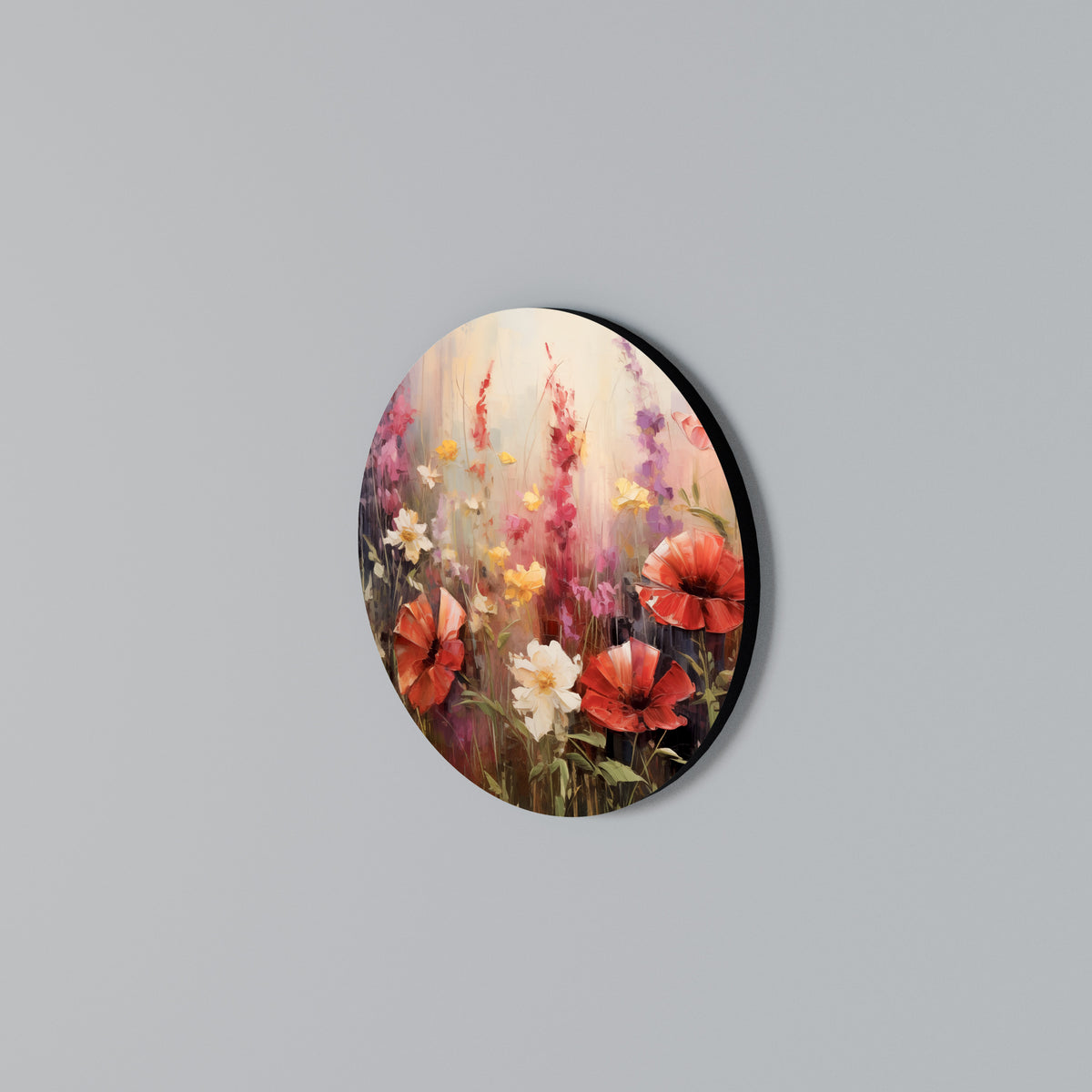 VIBRANT BLOOM SYMPHONY Rundes Wandbild