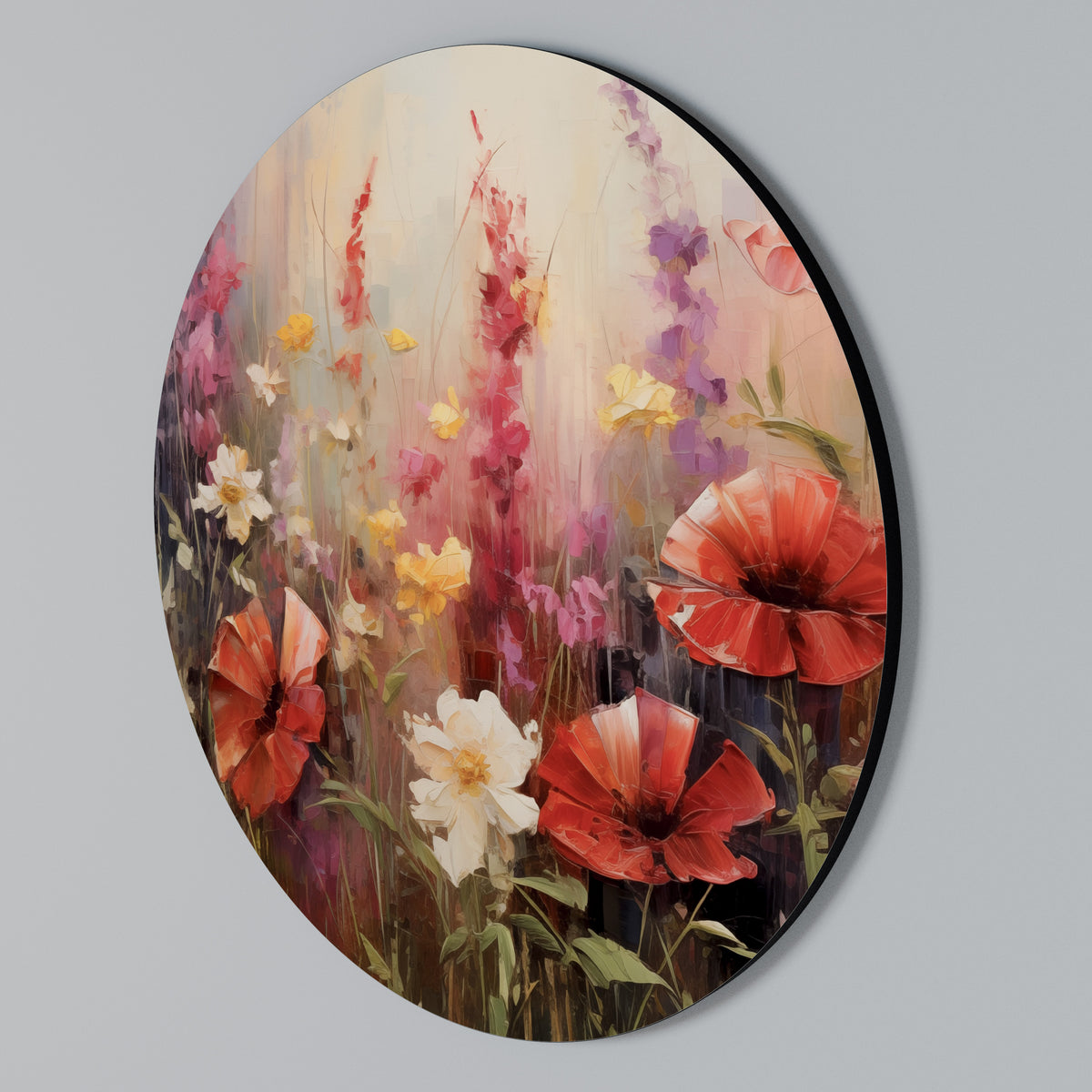 VIBRANT BLOOM SYMPHONY Rundes Wandbild