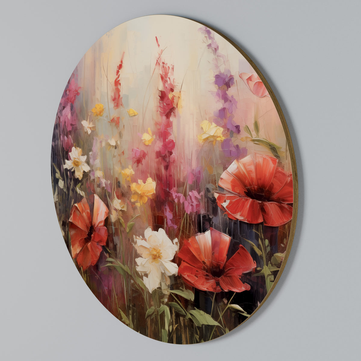 VIBRANT BLOOM SYMPHONY Rundes Wandbild