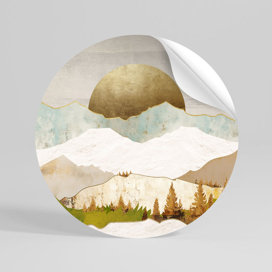 GOLDEN WINTER Peel and Stick Round Sticker