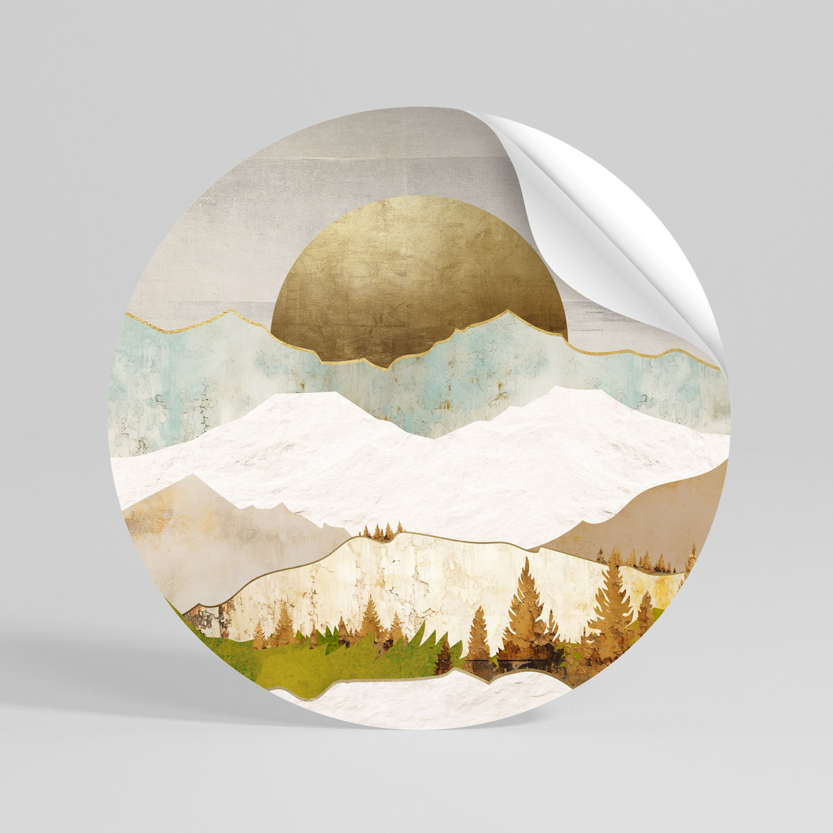 GOLDEN WINTER Runder Wandsticker zum Abziehen und Aufkleben