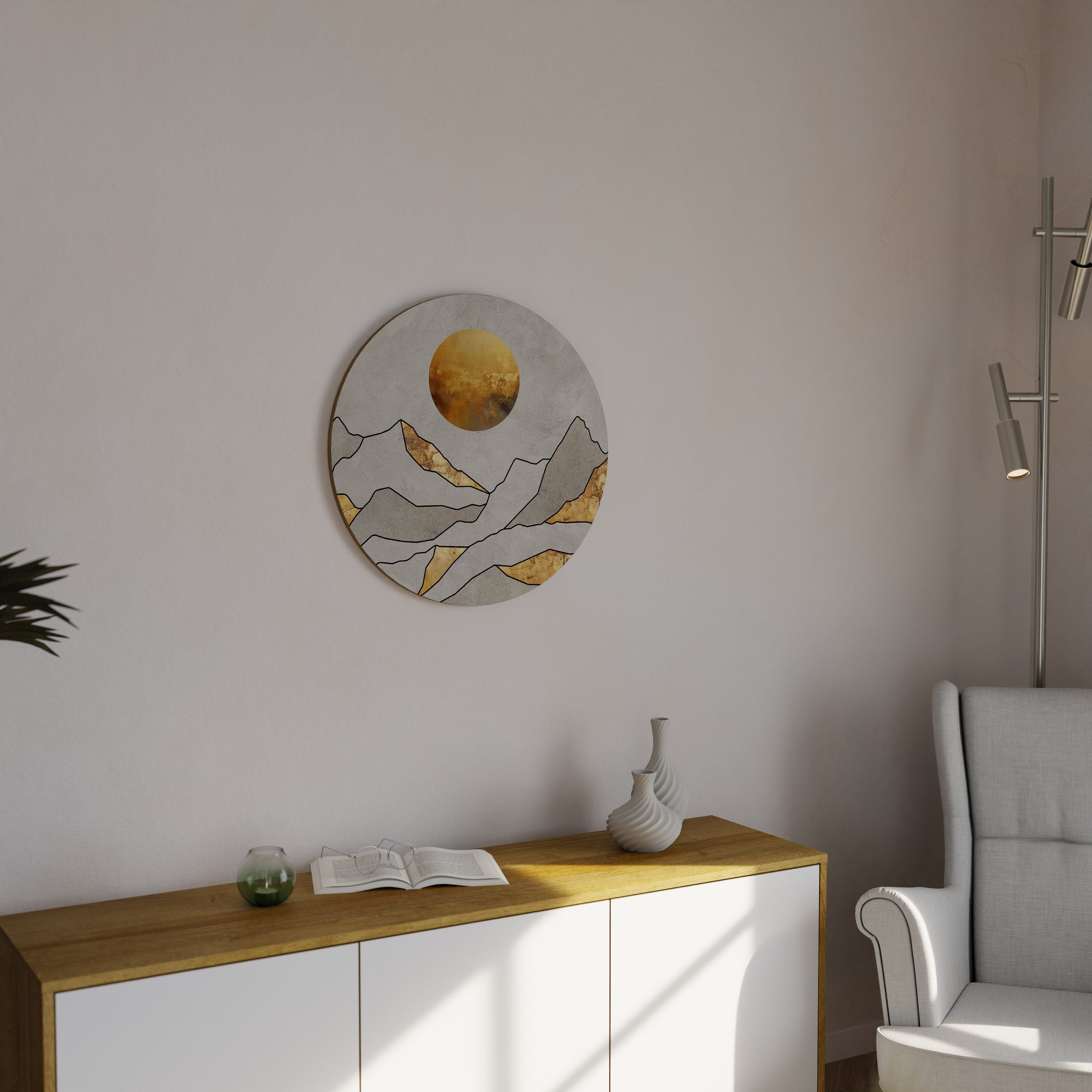 SUNNY BLAZE Runde Wandkunst