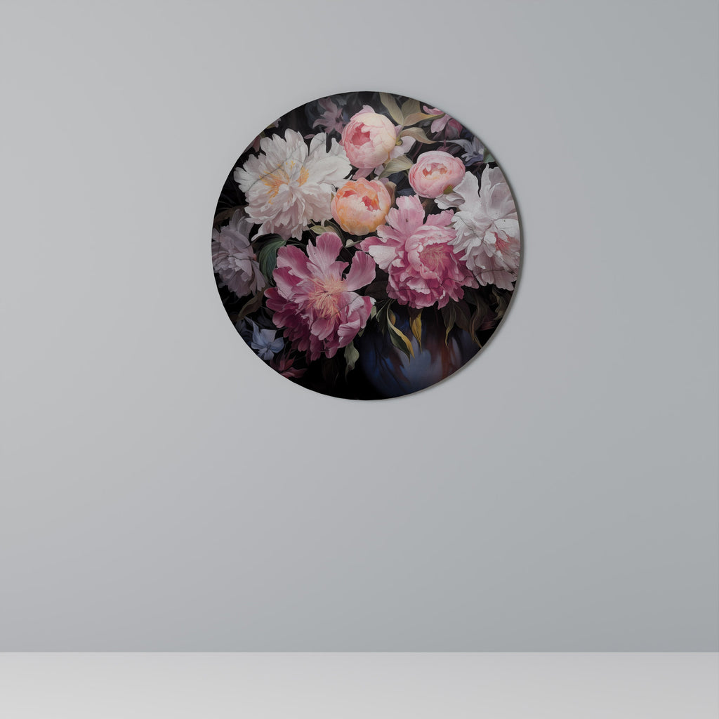 Runde Wandkunst „Crashed Peonies“