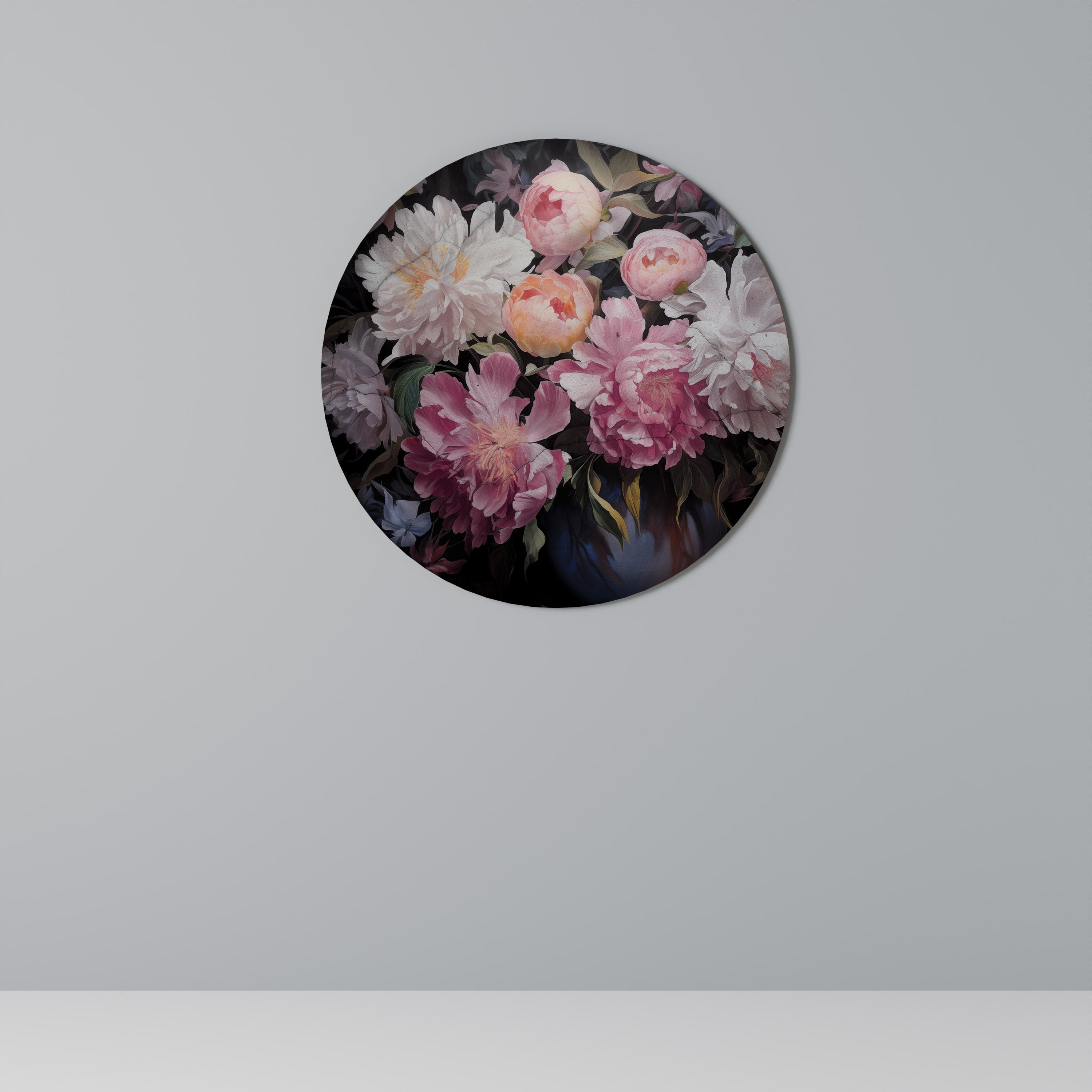 Runde Wandkunst „Crashed Peonies“
