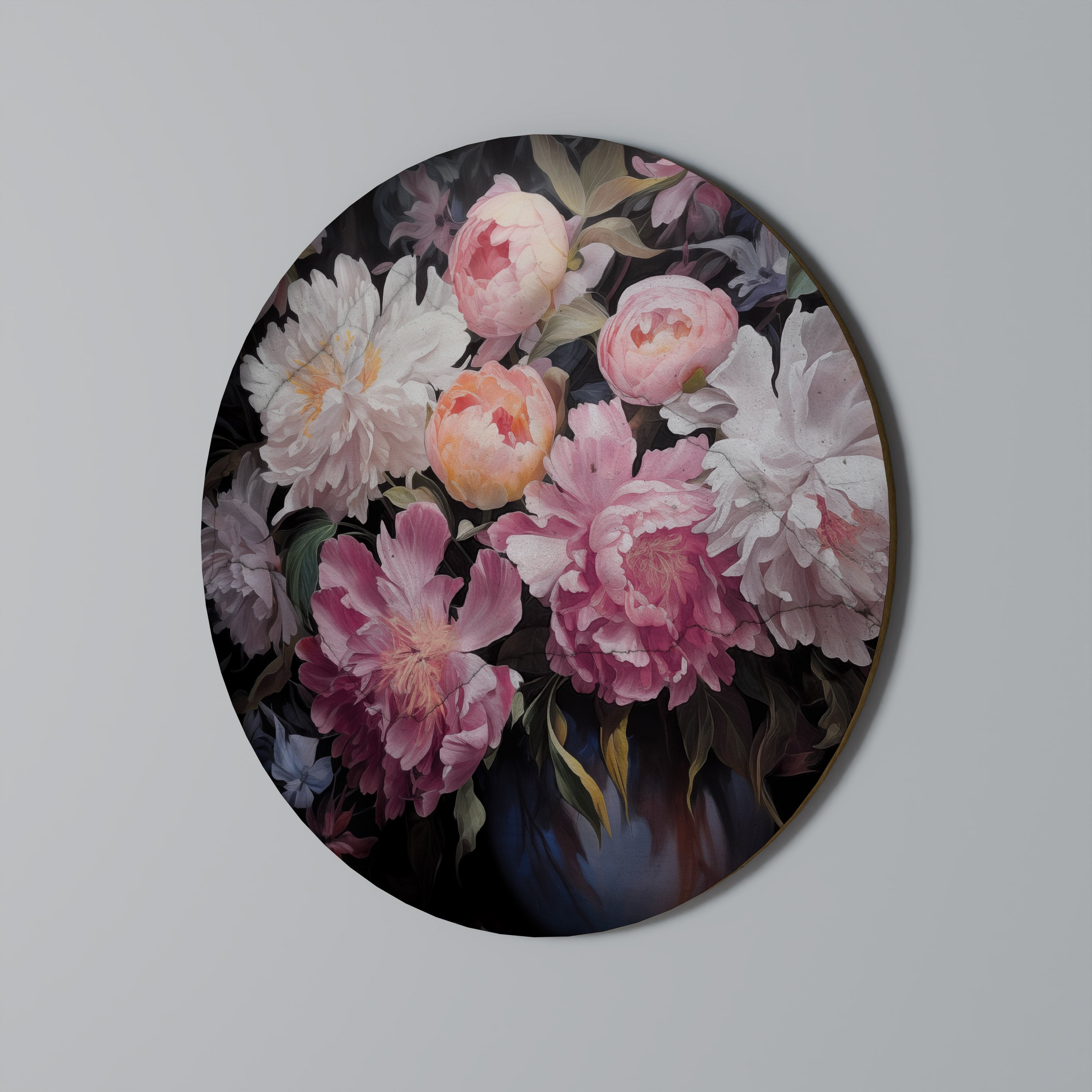 Runde Wandkunst „Crashed Peonies“