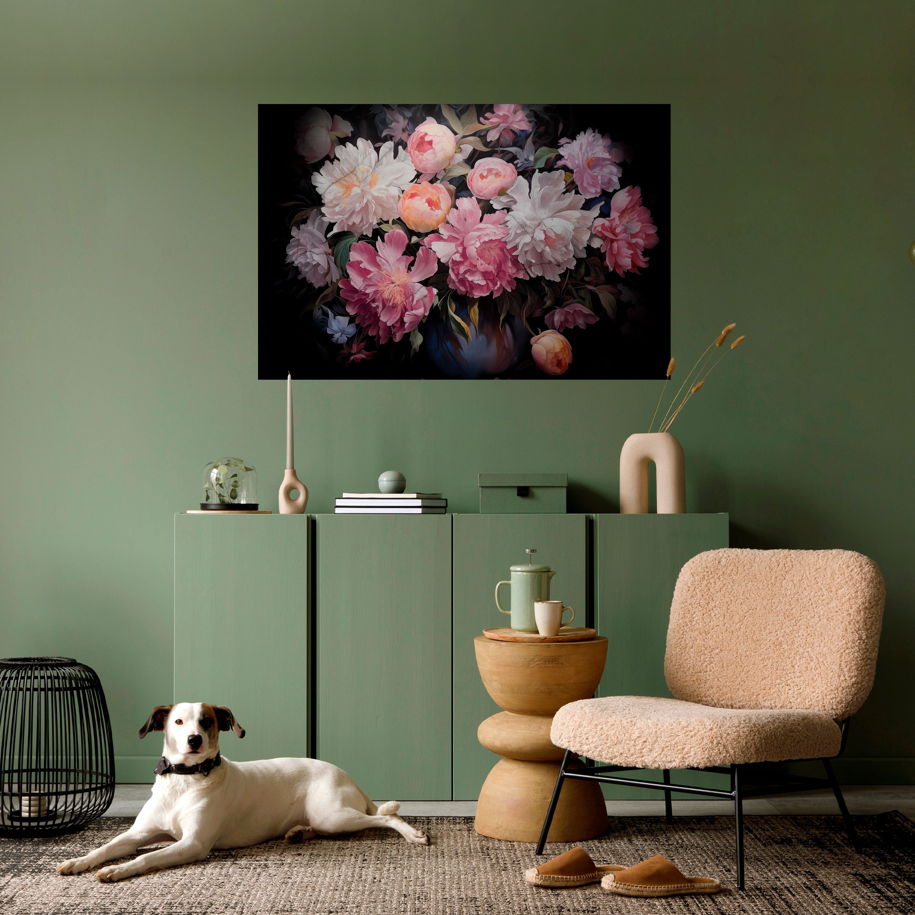 CRASHED PEONIES Peel and Stick Horizontal Poster