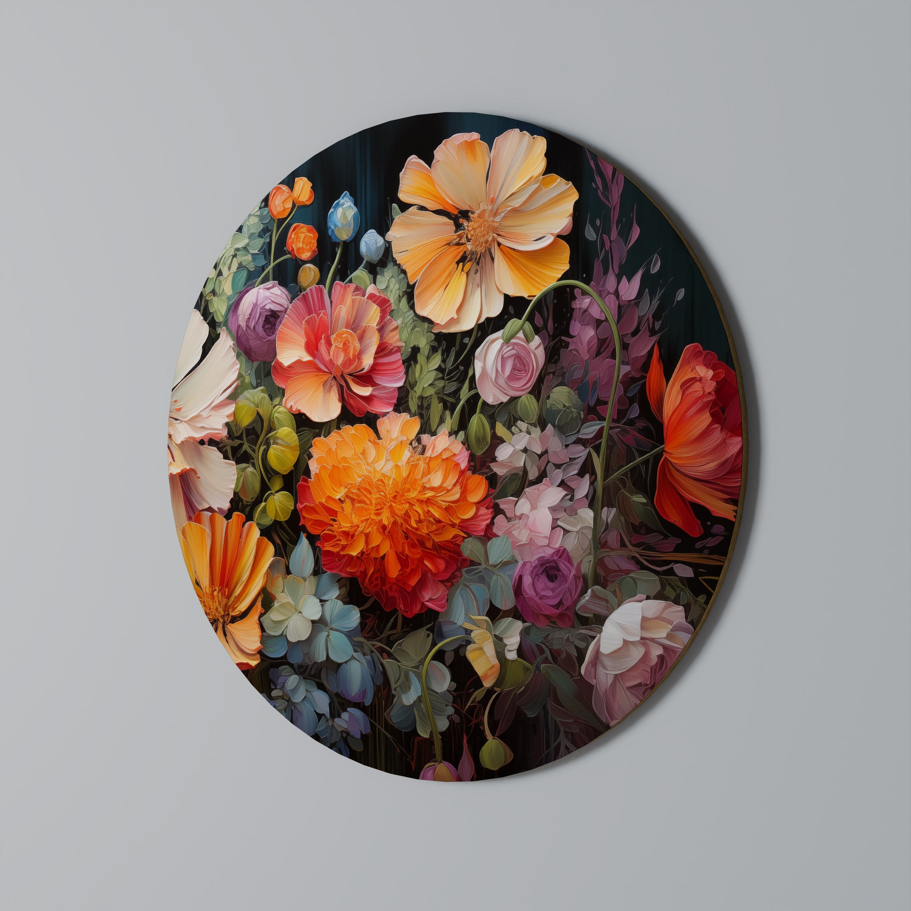 Runde Wandkunst „BLOOMING WILDERNESS“