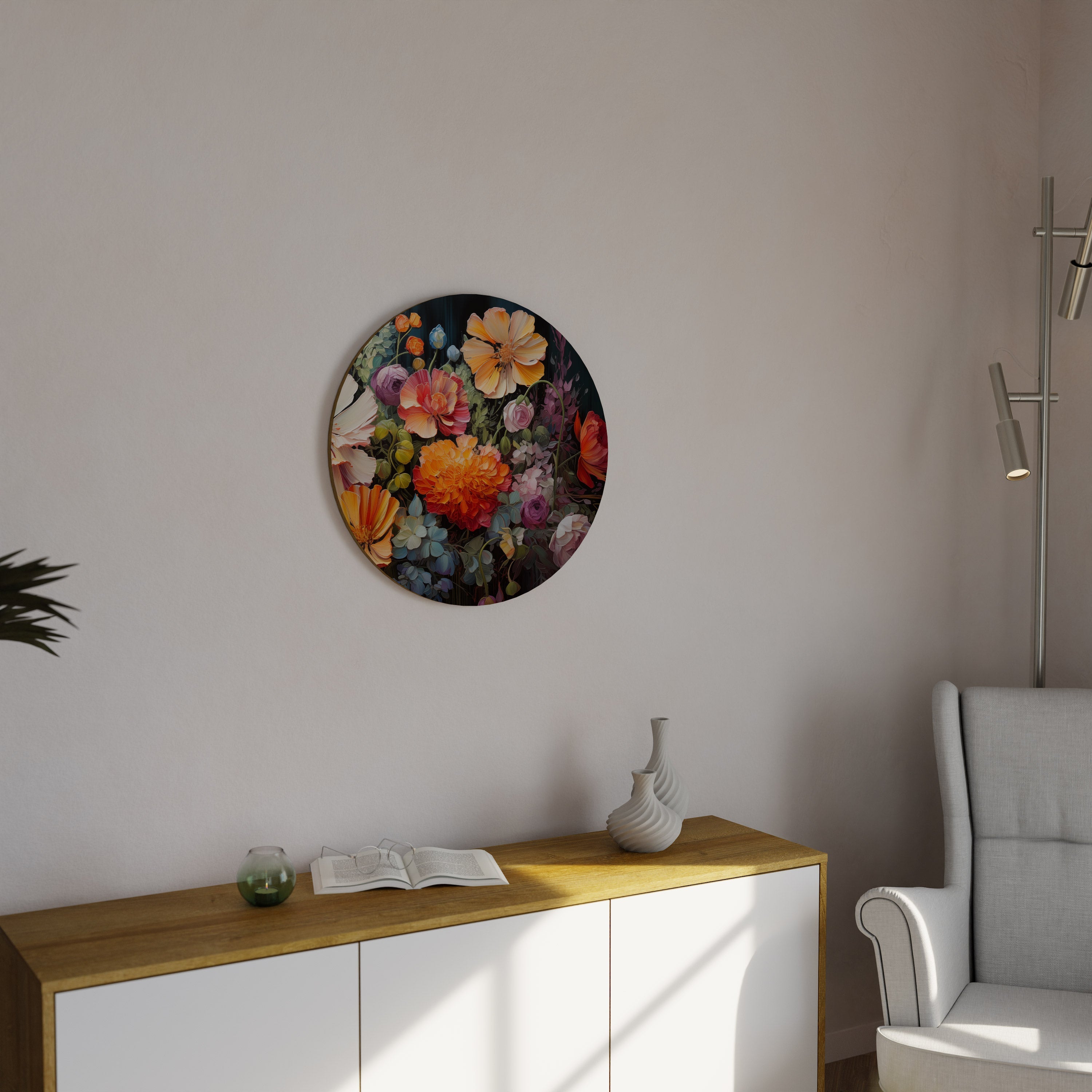 Runde Wandkunst „BLOOMING WILDERNESS“
