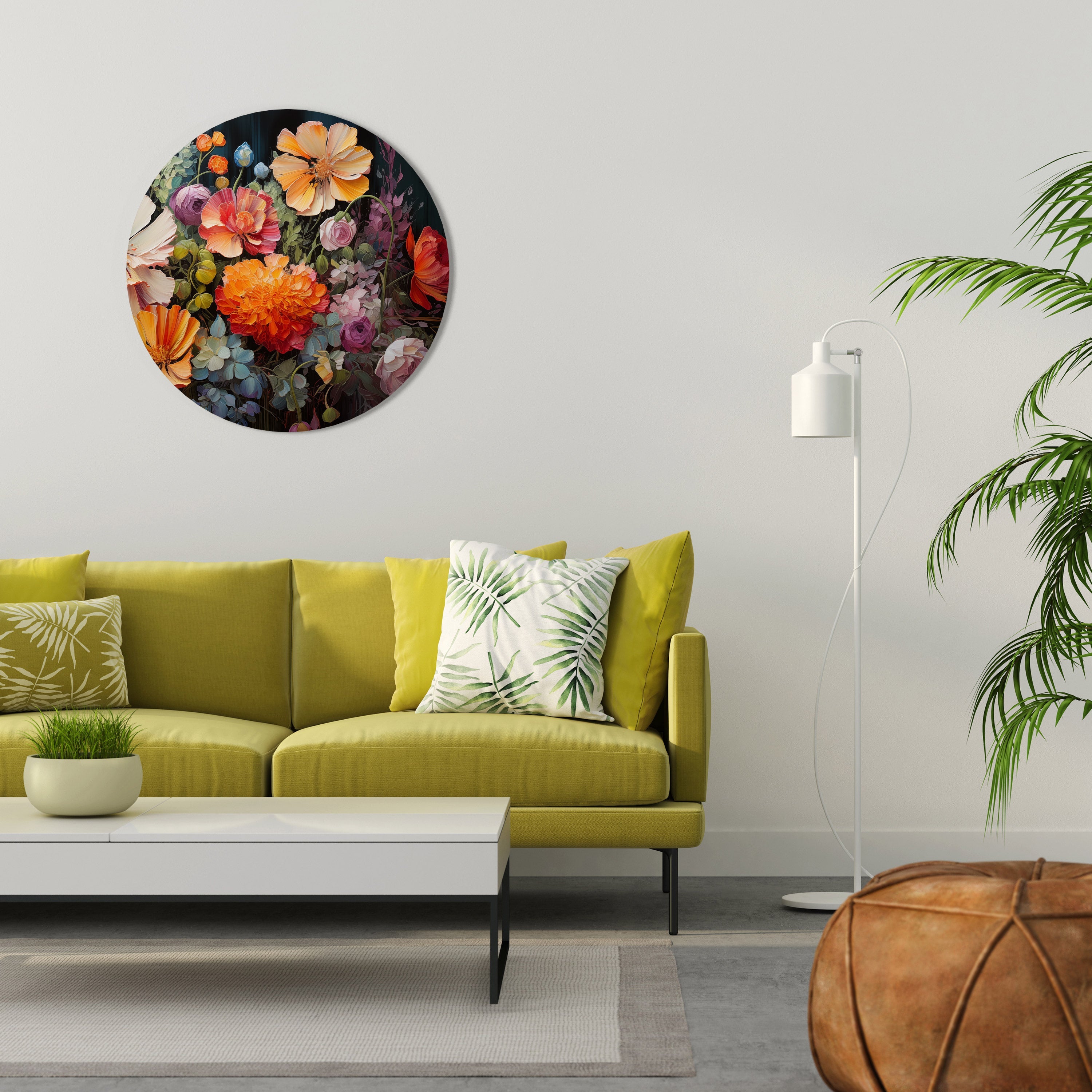Runde Wandkunst „BLOOMING WILDERNESS“
