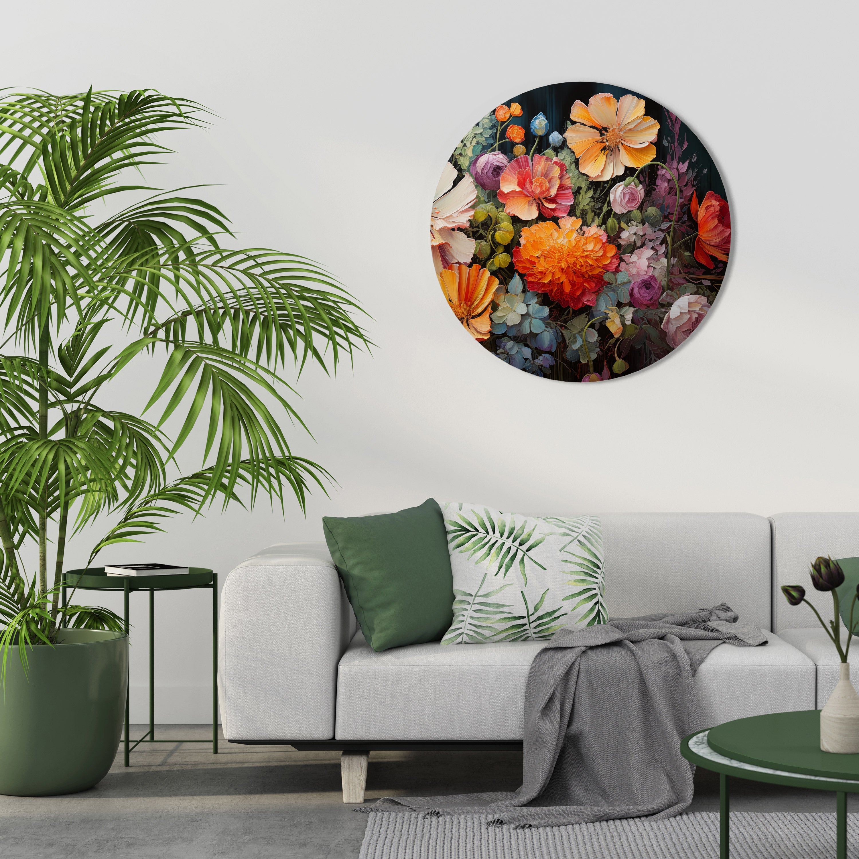 Runde Wandkunst „BLOOMING WILDERNESS“