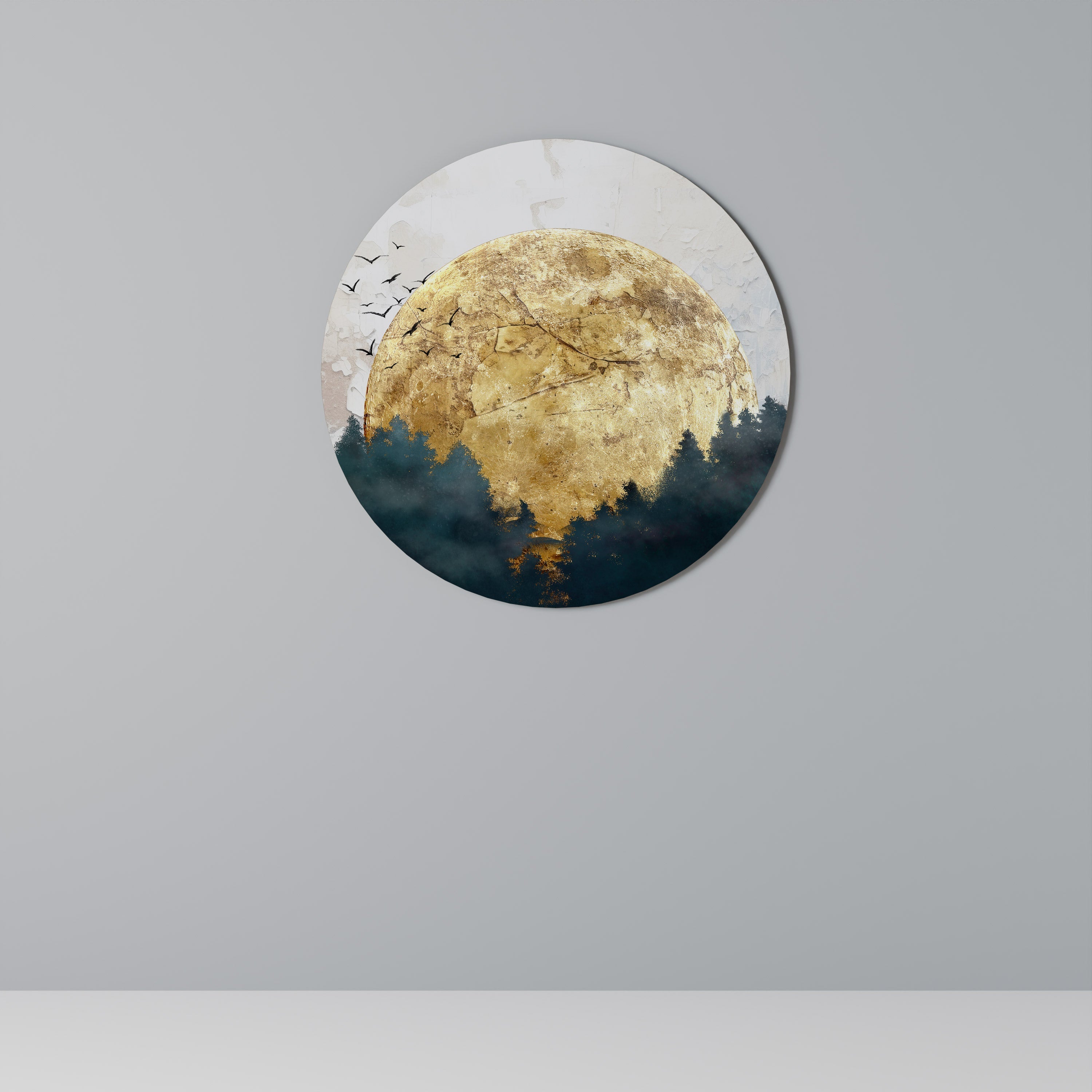Runde Wandkunst „Aufgehender Mond“