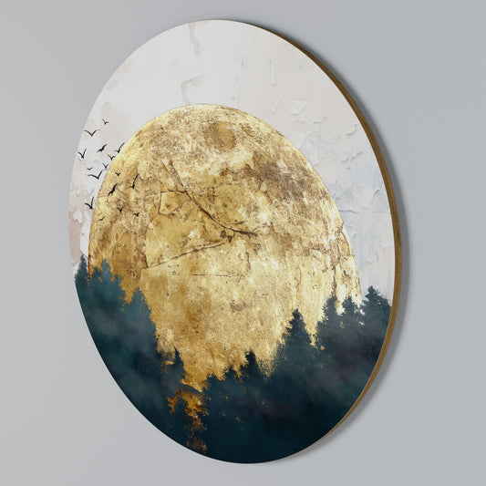 RISING MOON Rundes Wandbild