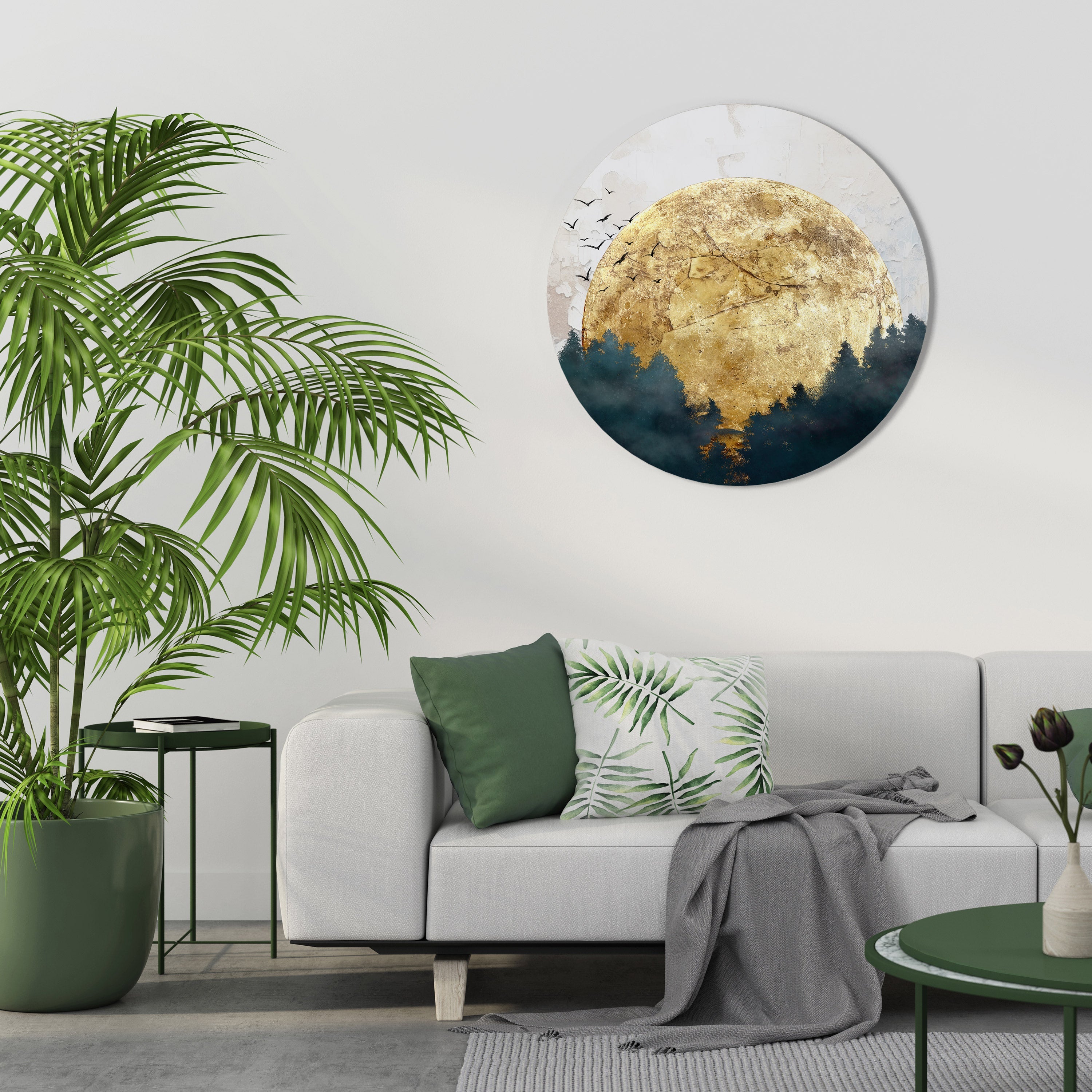 Runde Wandkunst „Aufgehender Mond“