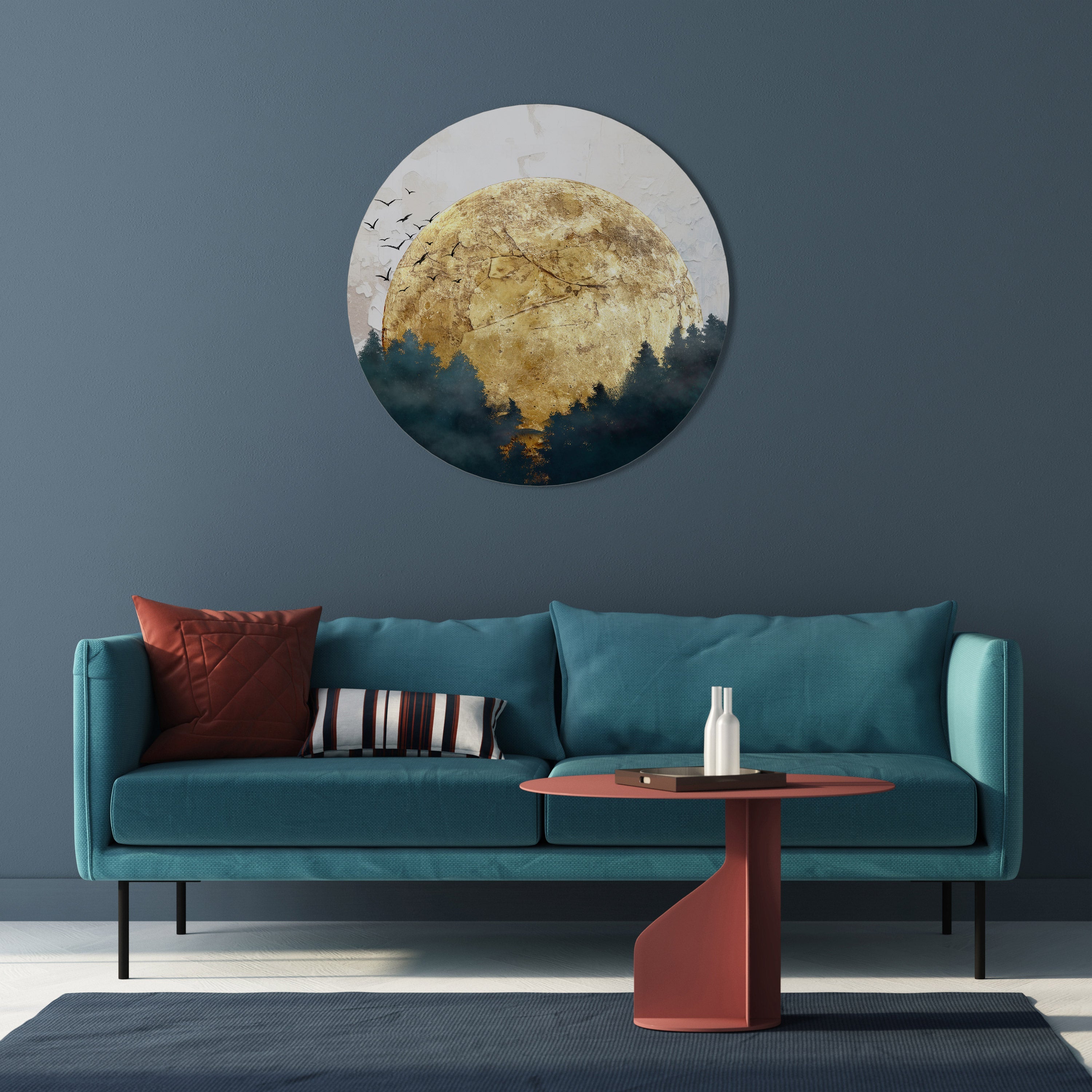 Runde Wandkunst „Aufgehender Mond“