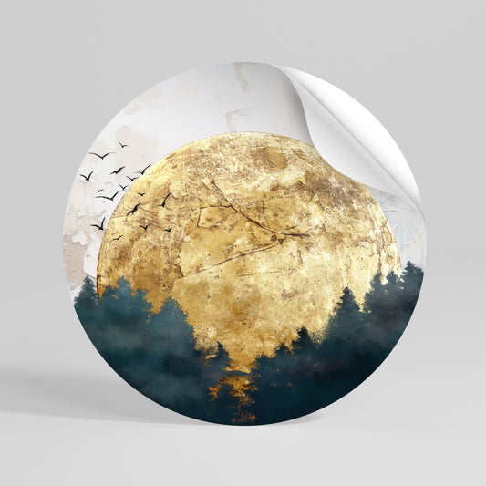 RISING MOON Peel and Stick Round Sticker