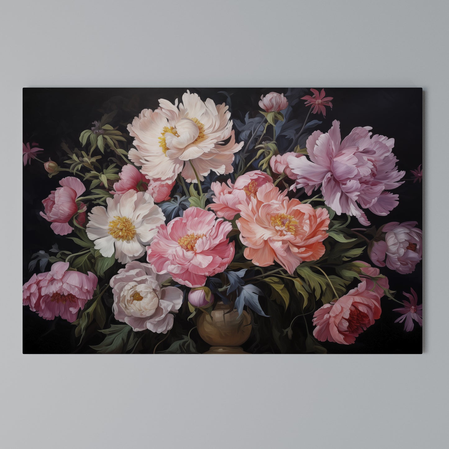 PEONIES BLOSSOM Horizontal Canvas Print