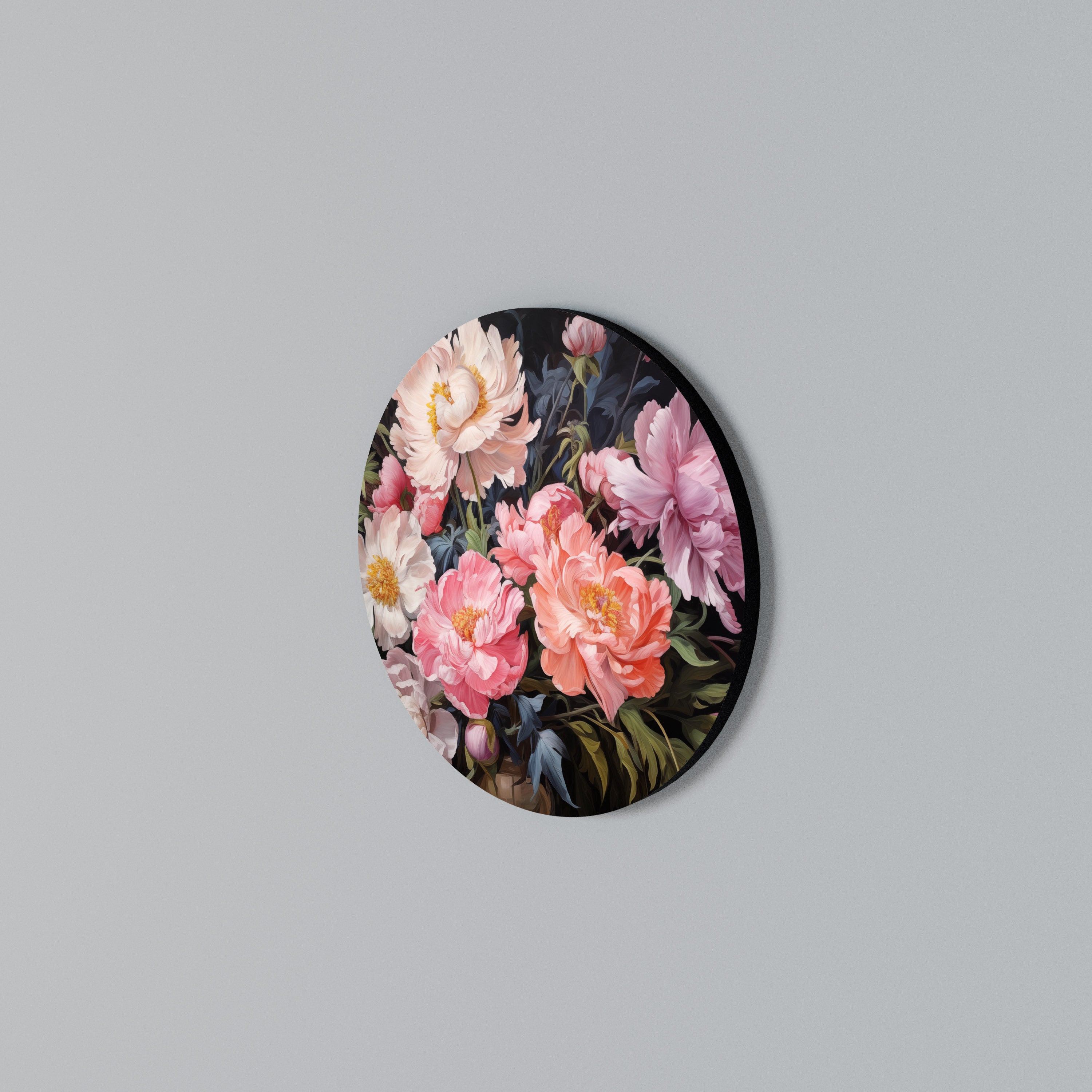 PEONIES BLOSSOM Rundes Wandbild