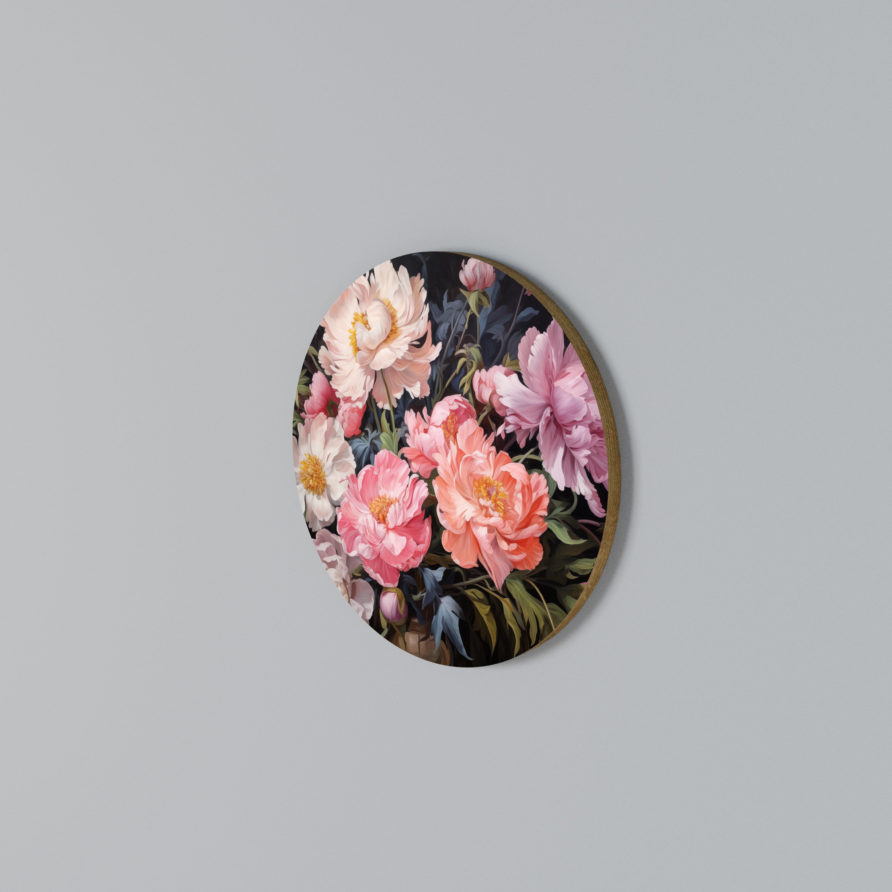 PEONIES BLOSSOM Rundes Wandbild