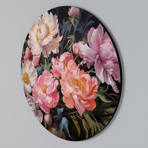 PEONIES BLOSSOM Rundes Wandbild