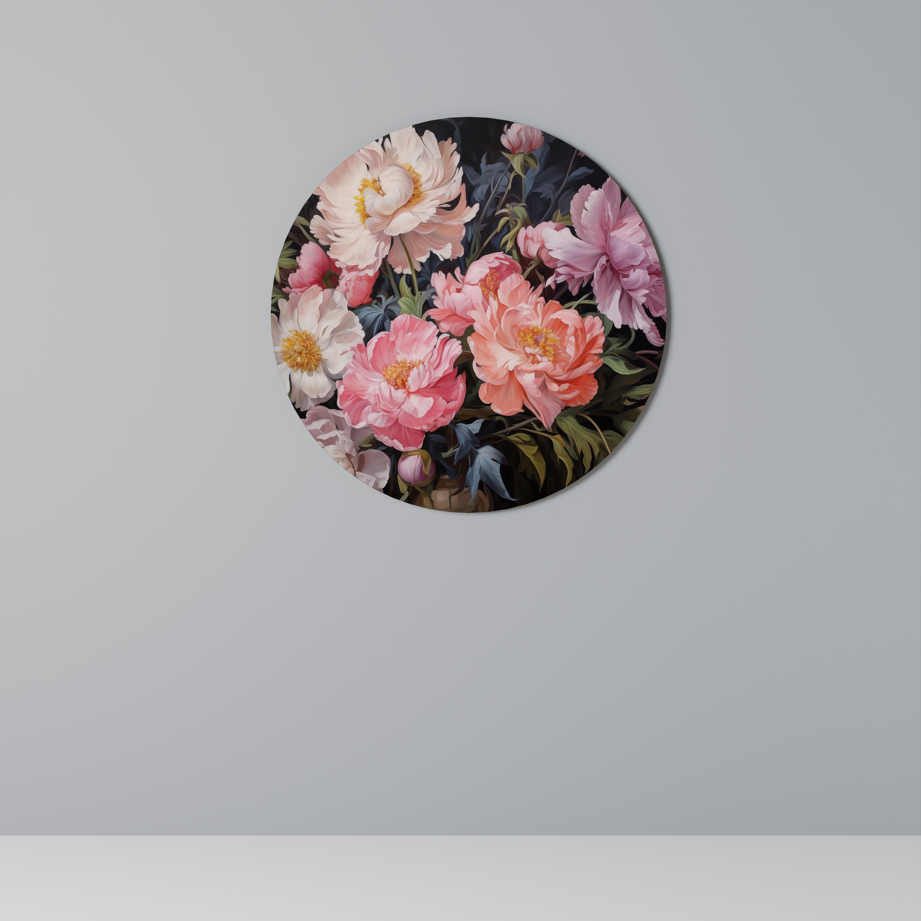 Pfingstrosenblüte Runde Wandkunst