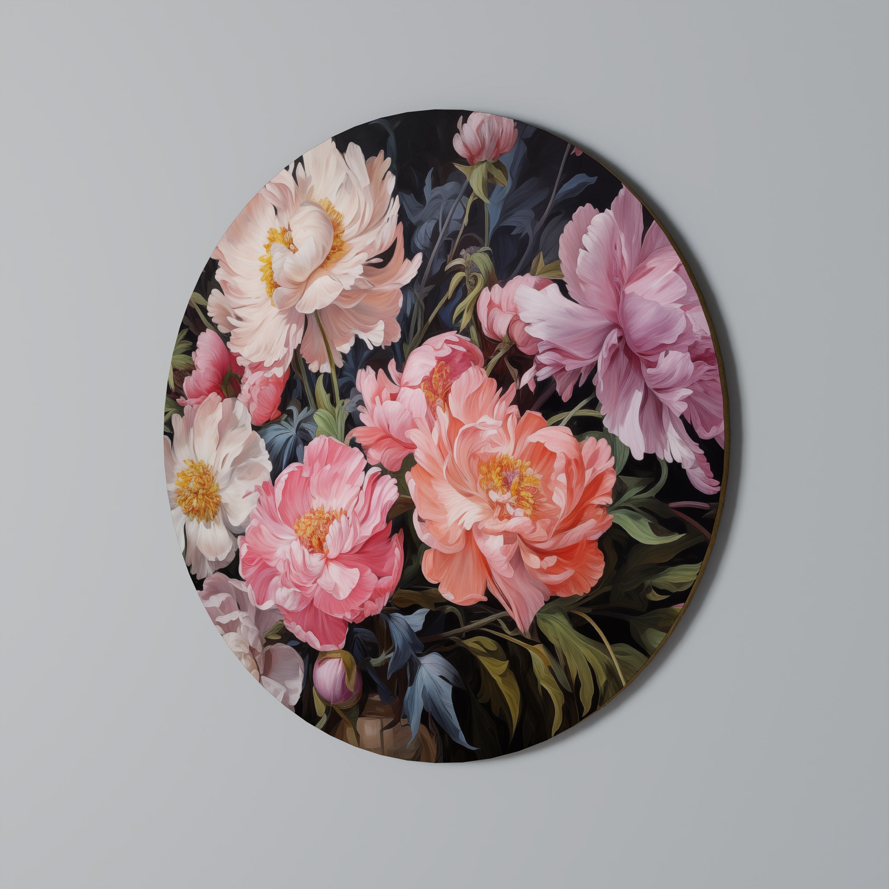 Pfingstrosenblüte Runde Wandkunst
