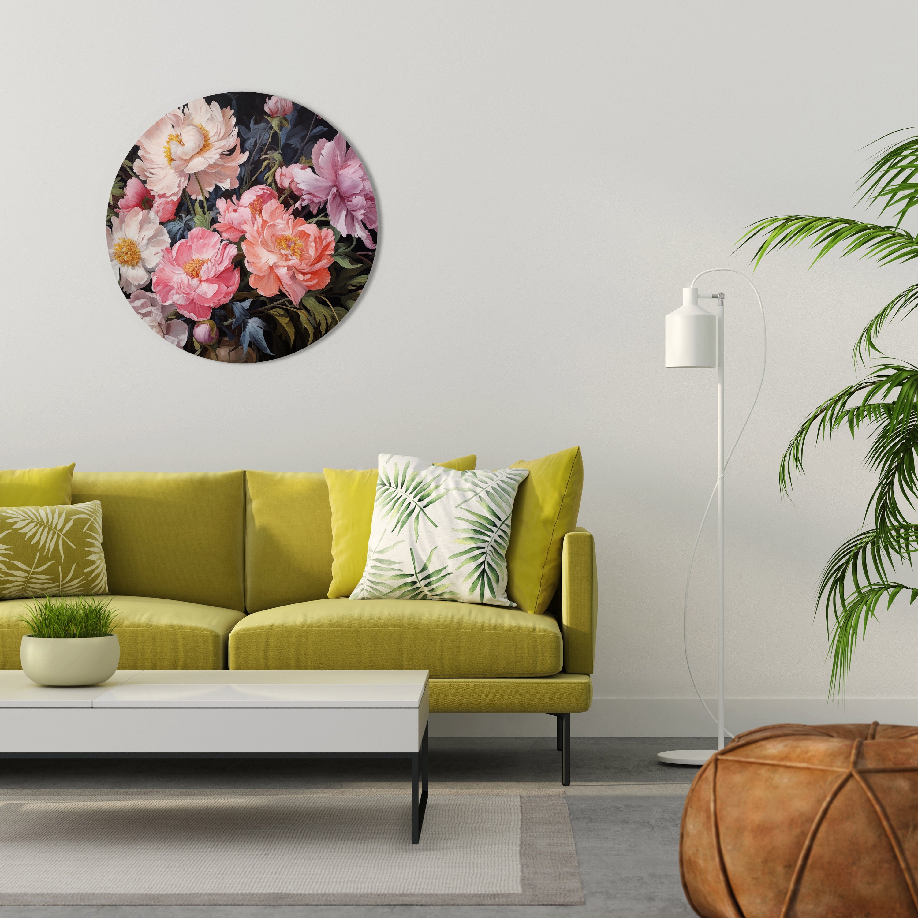 Pfingstrosenblüte Runde Wandkunst